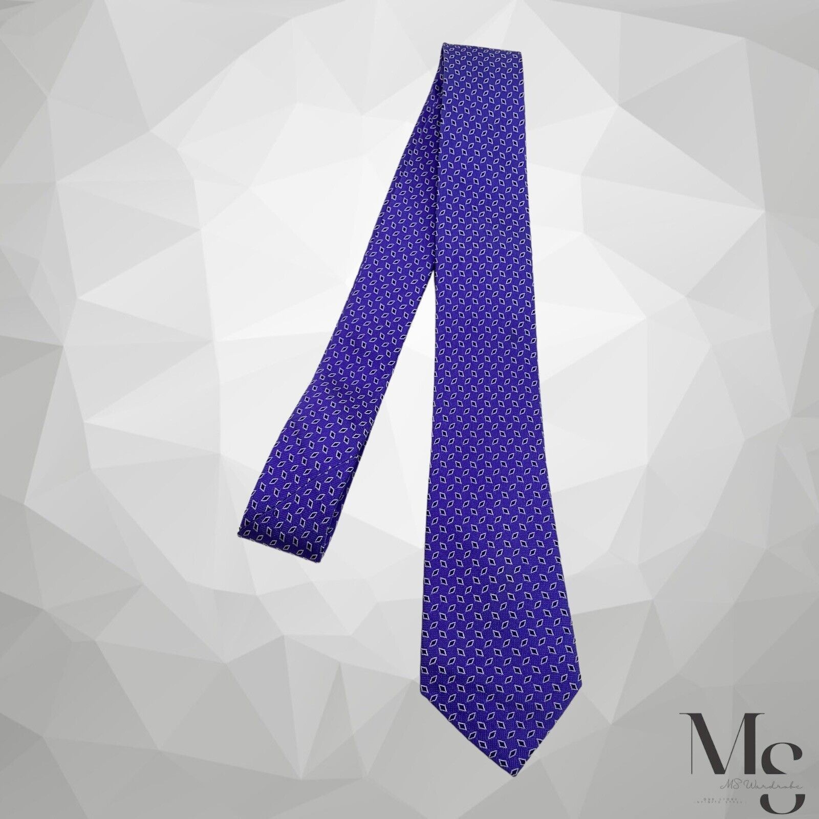 Lauren Ralph Lauren LAUREN RALPH LAUREN Blue Geometric Silk Tie W: 2.5" EX COND Size ONE SIZE - 6 Thumbnail
