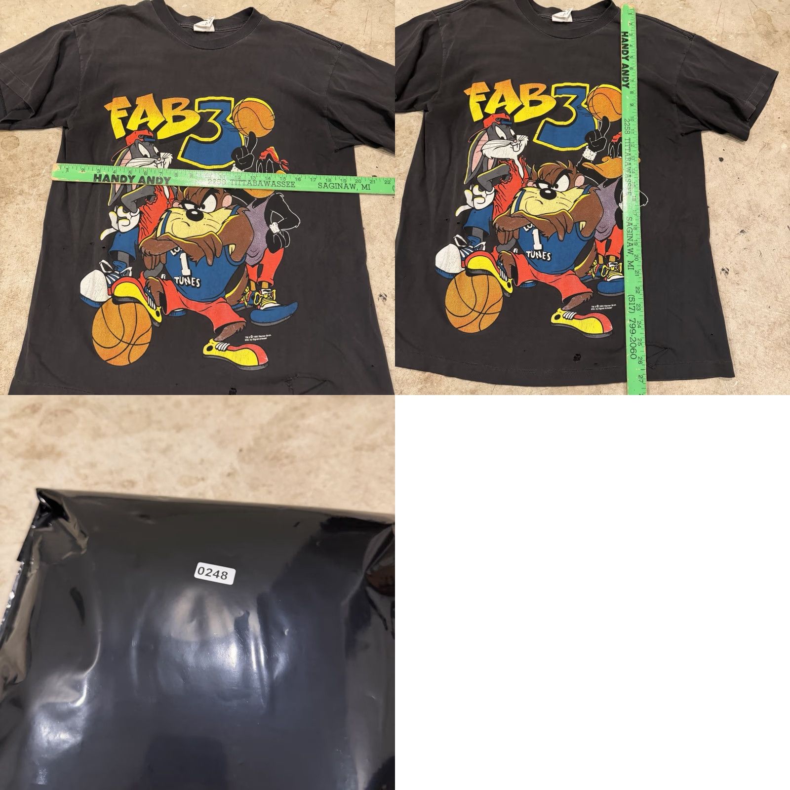Vintage VINTAGE Looney Tunes Fab 3 T-shirt Large VTG 90s Basketball Taz Bugs Daffy Shirt Mens L Black 100% Cotton Graphic Tee" Size US L / EU 52-54 / 3 - 8 Thumbnail