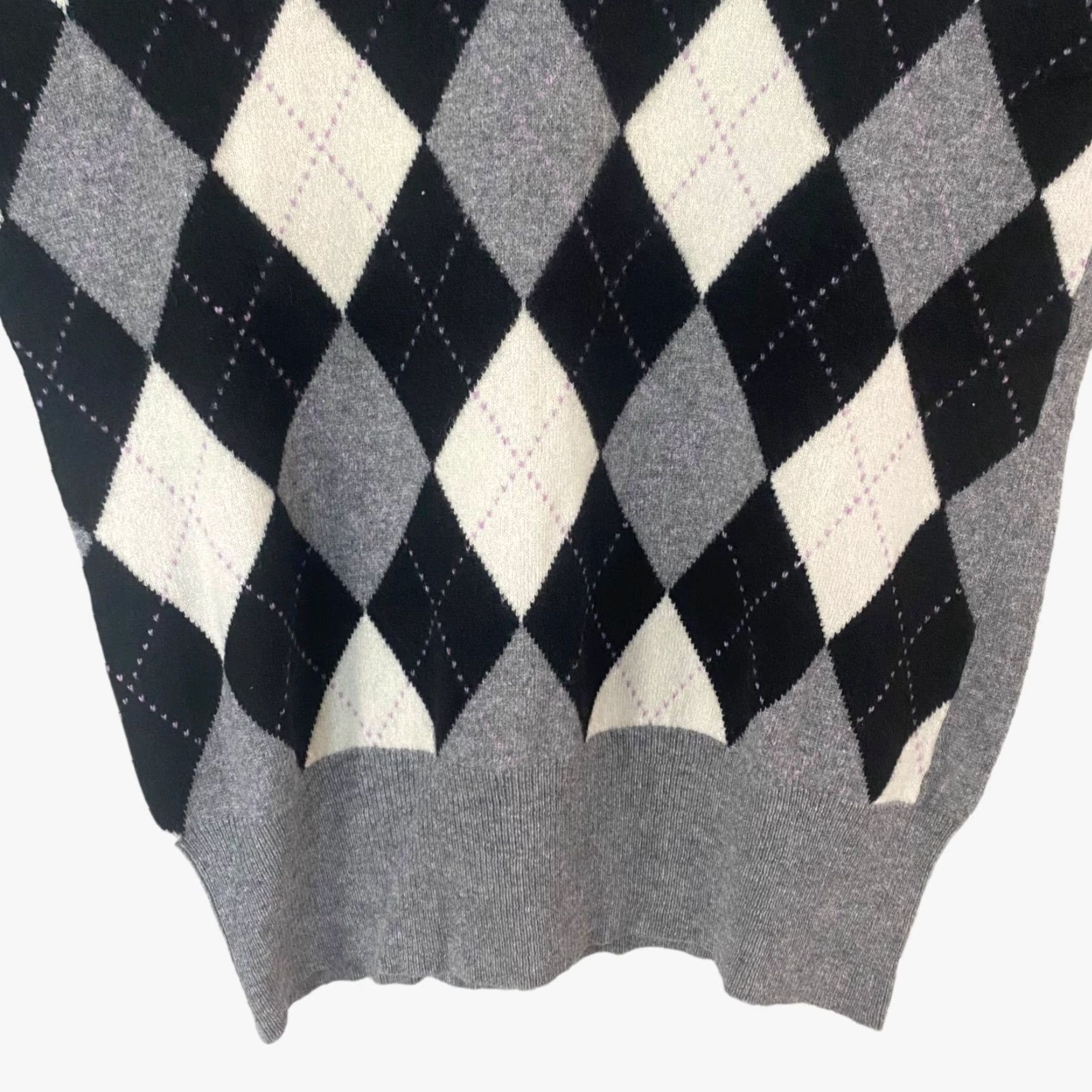 Vintage JJB Benson Cashmere Argyle Sweater Pullover Long Sleeve Women's XL Gray Black Size XL / US 12-14 / IT 48-50 - 6 Thumbnail