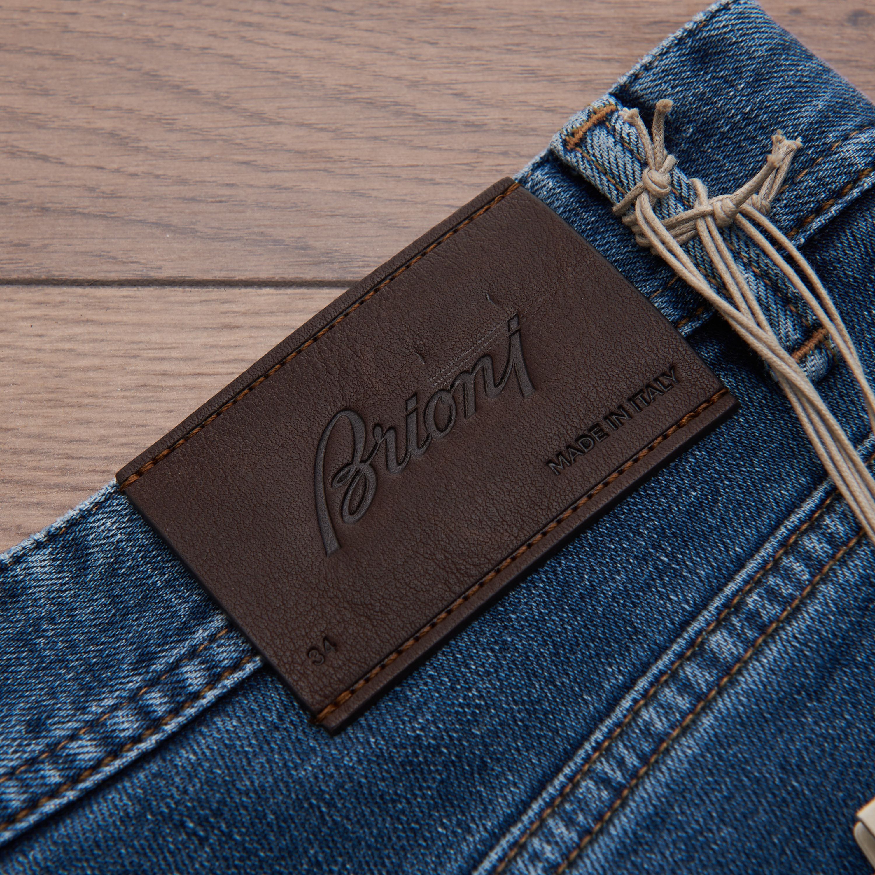 Brioni Regular Fit Jeans In Medium Blue Stretch Cotton Size US 34 / EU 50 - 9 Thumbnail