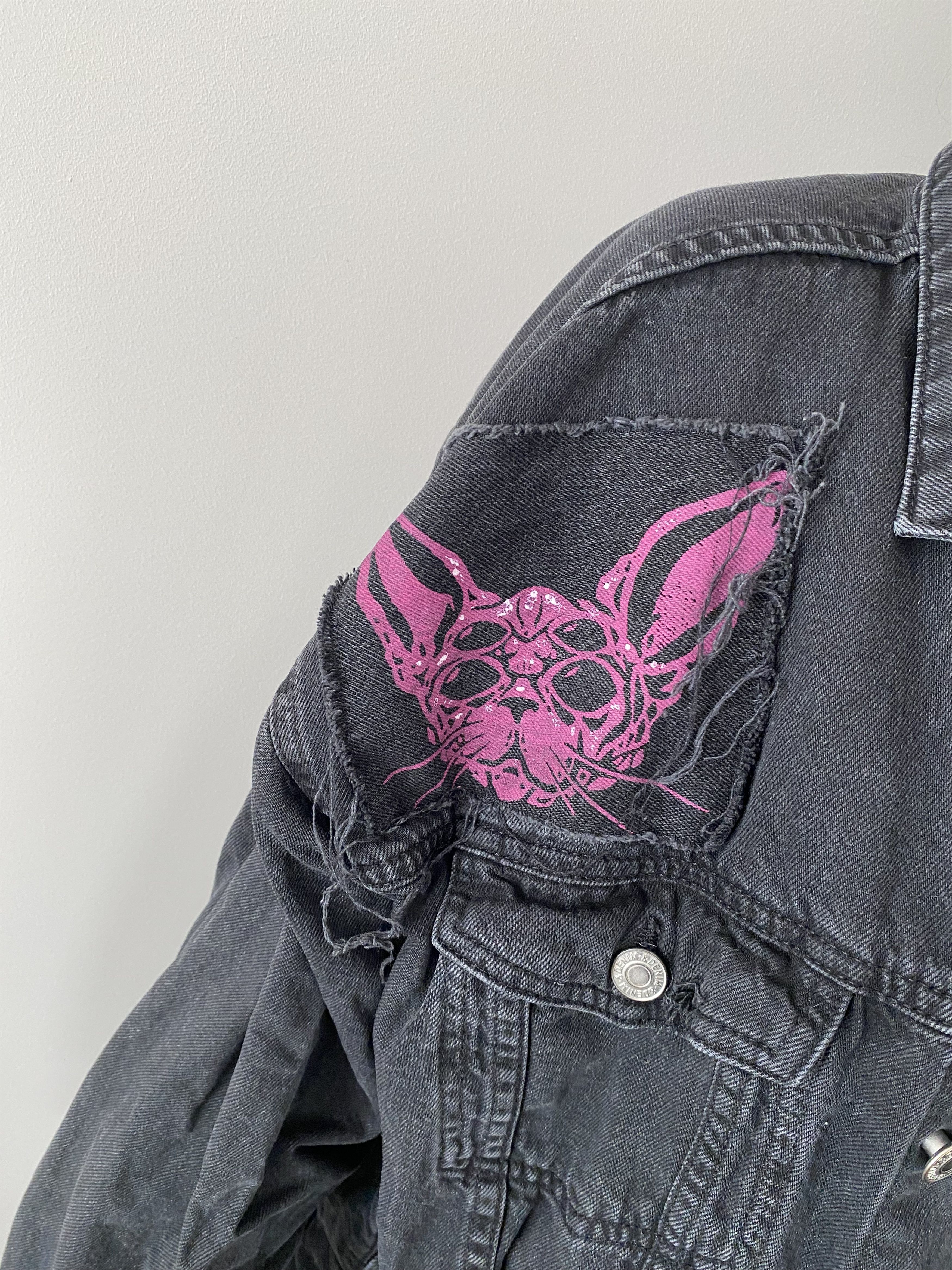 Other Denim jacket with cats / rock punk goth mid season Size S / US 4 / IT 40 - 5 Thumbnail