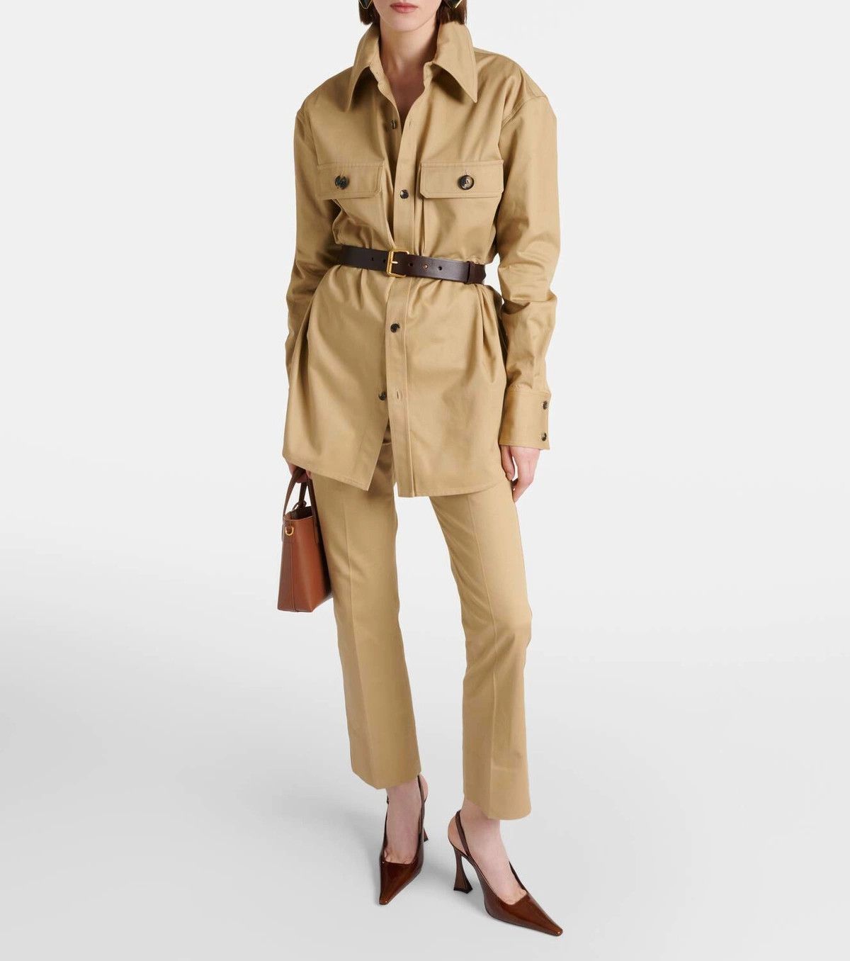 Saint Laurent Paris o1y0126 Solid Color Shirt in Beige Size M / US 6-8 / IT 42-44 - 5 Thumbnail