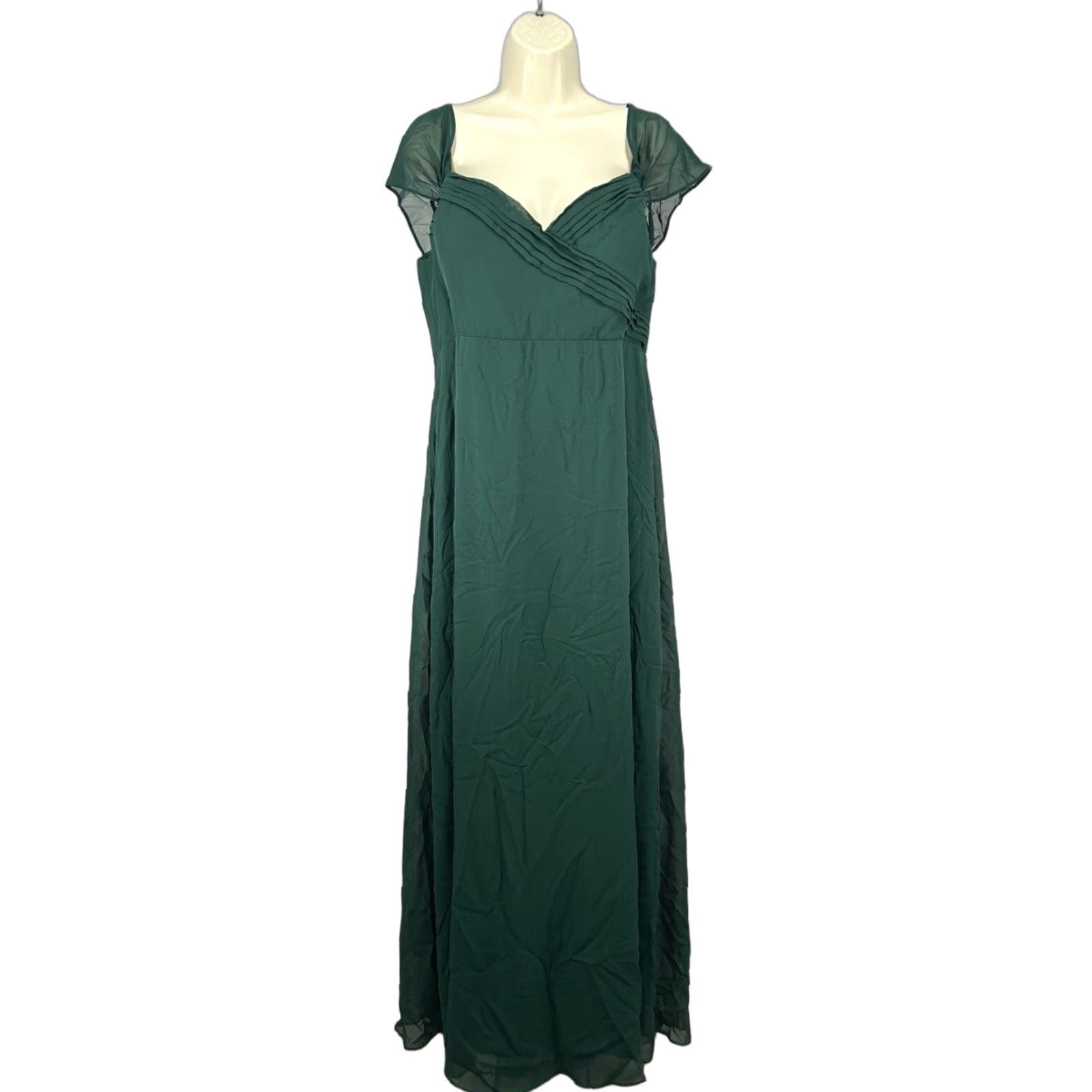 Birdy Grey Green Ruffled Sweetheart Flutter Sleeve Gown Bridesmaid Dress XXL