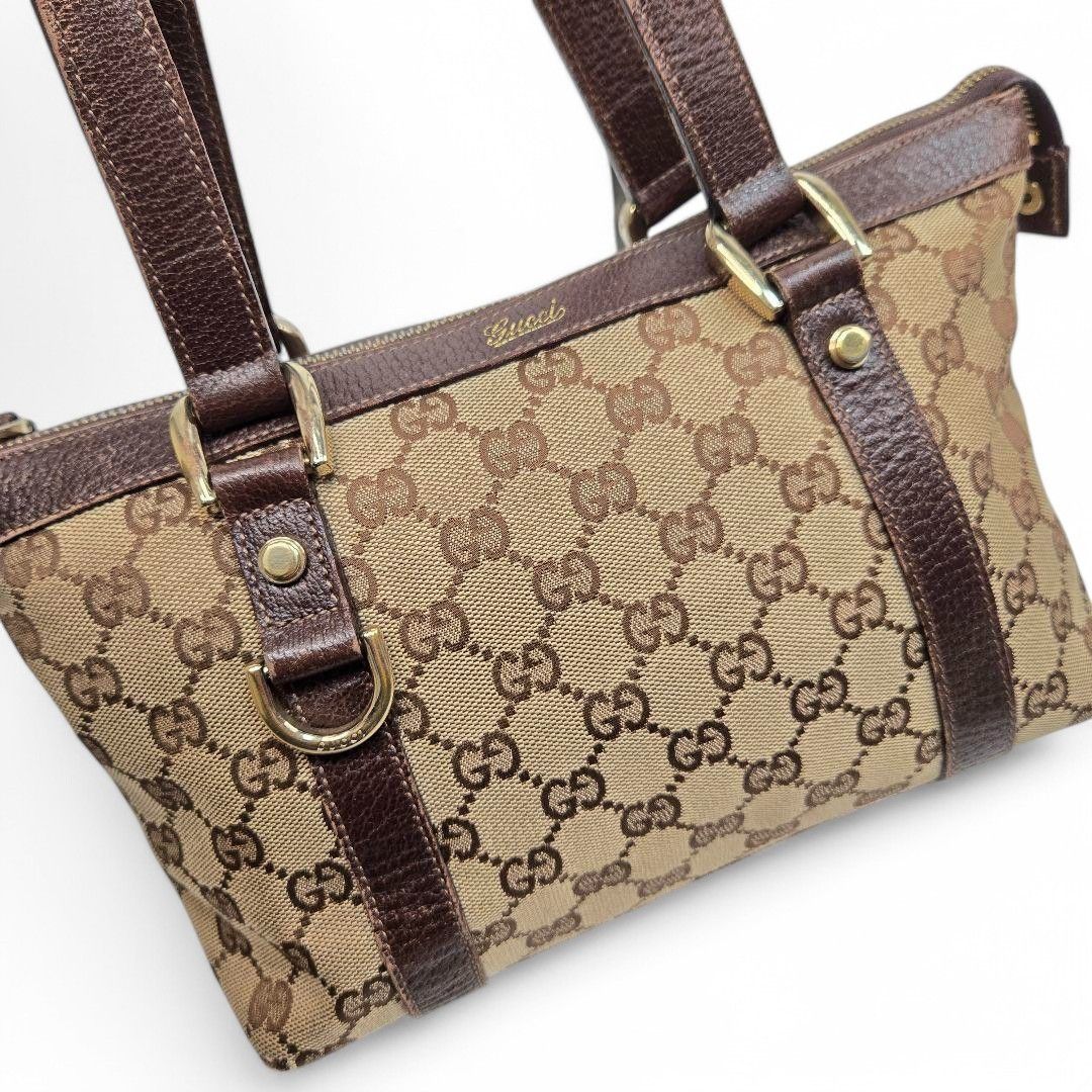 Gucci Gucci - Abbey Mini Brown Beige Leather Handbag Small Size ONE SIZE - 2 Thumbnail