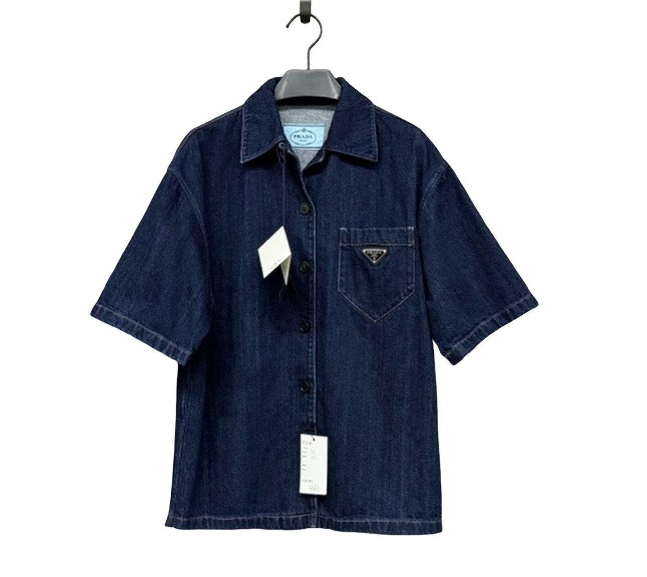 Prada Prada Triangle Logo Denim Short Sleeve Shirt 40 Size US M / EU 48-50 / 2 - 1 Thumbnail