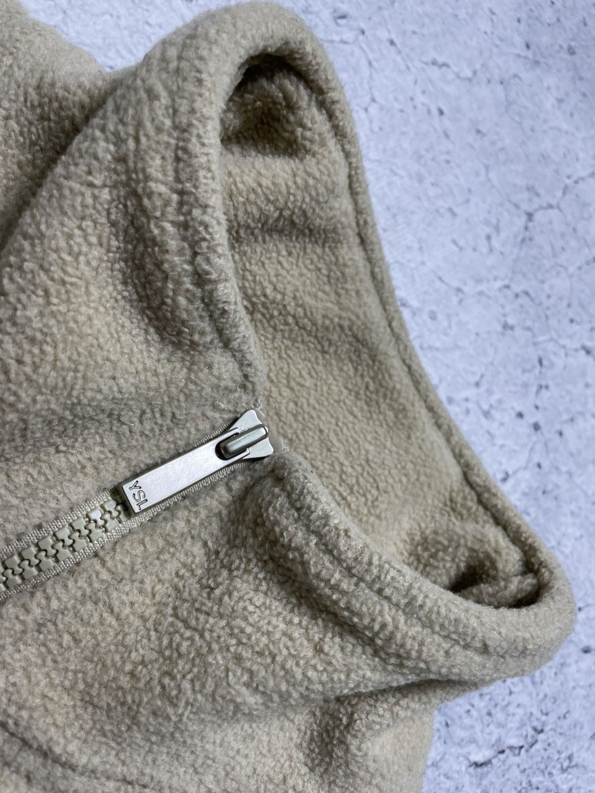 Yves Saint Laurent Fleece Sweatshirt 1/4 Zip Big Logo YSL