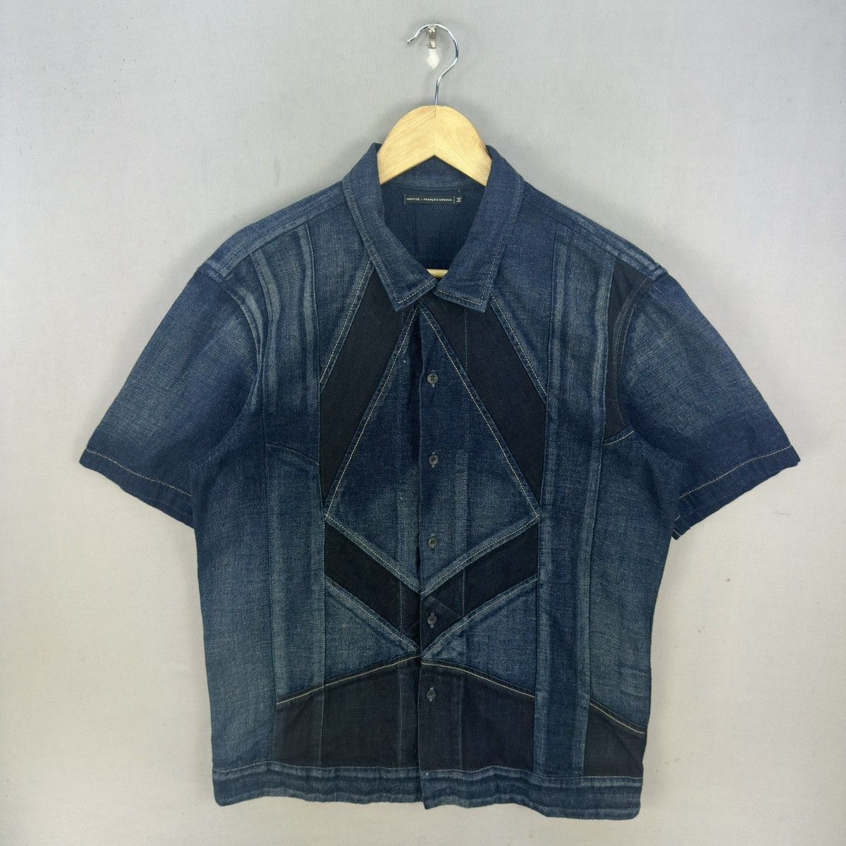 Marithe + Francois Girbaud Vintage MFG Faded Denim Short Sleeve Button Up Shirt Size US M / EU 48-50 / 2 - 1 Thumbnail