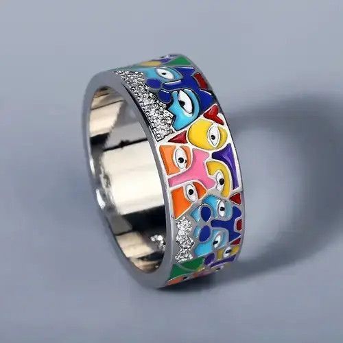 Japanese Brand Multicolor Eyes Ring Size ONE SIZE - 1 Thumbnail