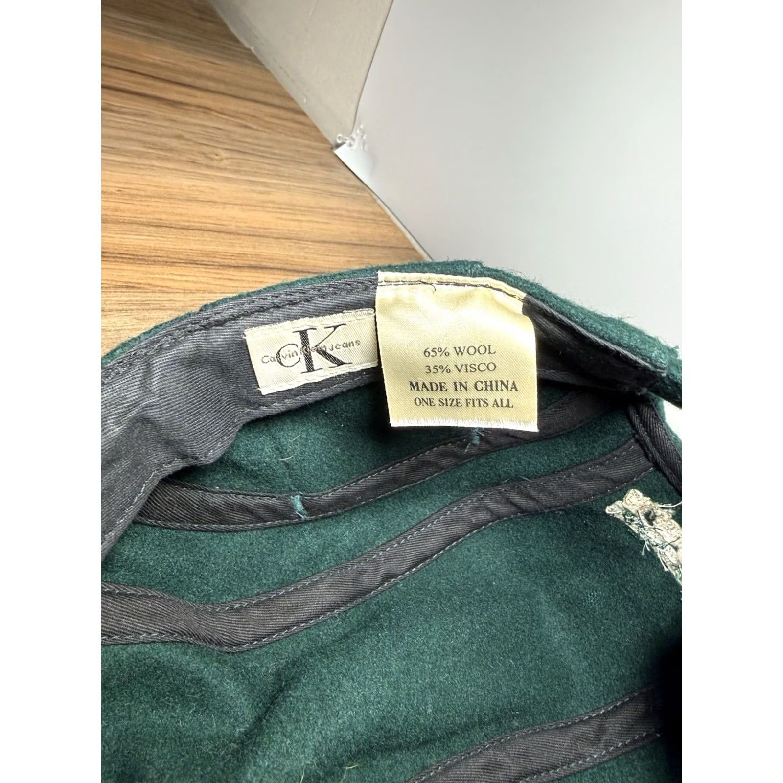 Calvin Klein VINTAGE Calvin Klein Jeans Green Wool Panel Pocket Hat Cap Strapback 90s Unisex Adults One Size Mens Womens Size US 35 - 7 Thumbnail