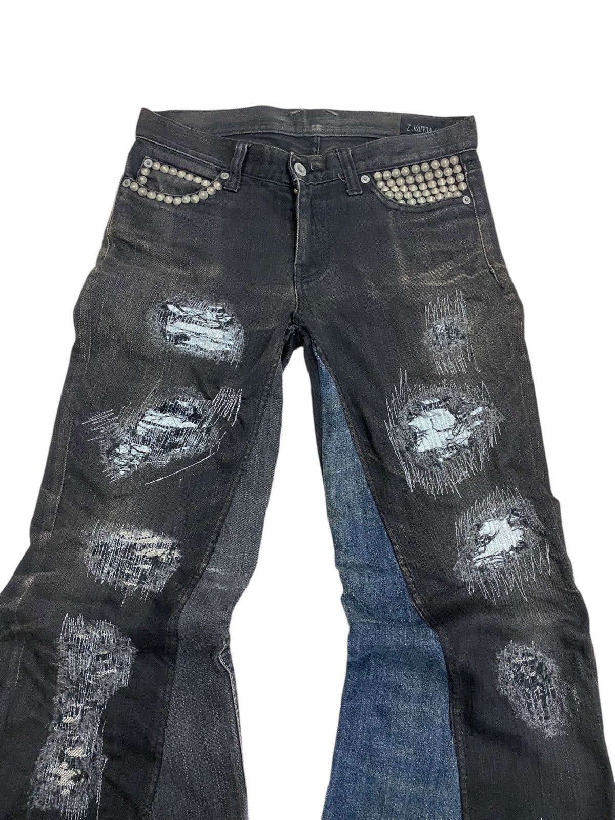 If Six Was Nine × Japanese Brand × Le Grande Bleu (L.G.B.) Vintage Z. Vargas Wide Legs Uruboros Heavy Stiched Studded Size US 31 - 7 Thumbnail