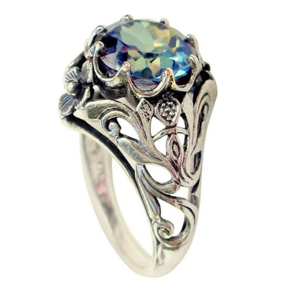 Designer 925 Sterling Silver Boho Mystic Rainbow Retro Hollow Ring Size ONE SIZE - 8 Thumbnail