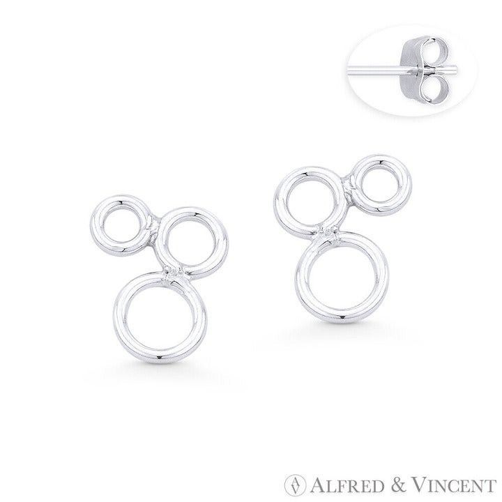 Other Triple Open Circle Cluster Stud Earrings w/ Push-Back Size ONE SIZE - 1 Preview