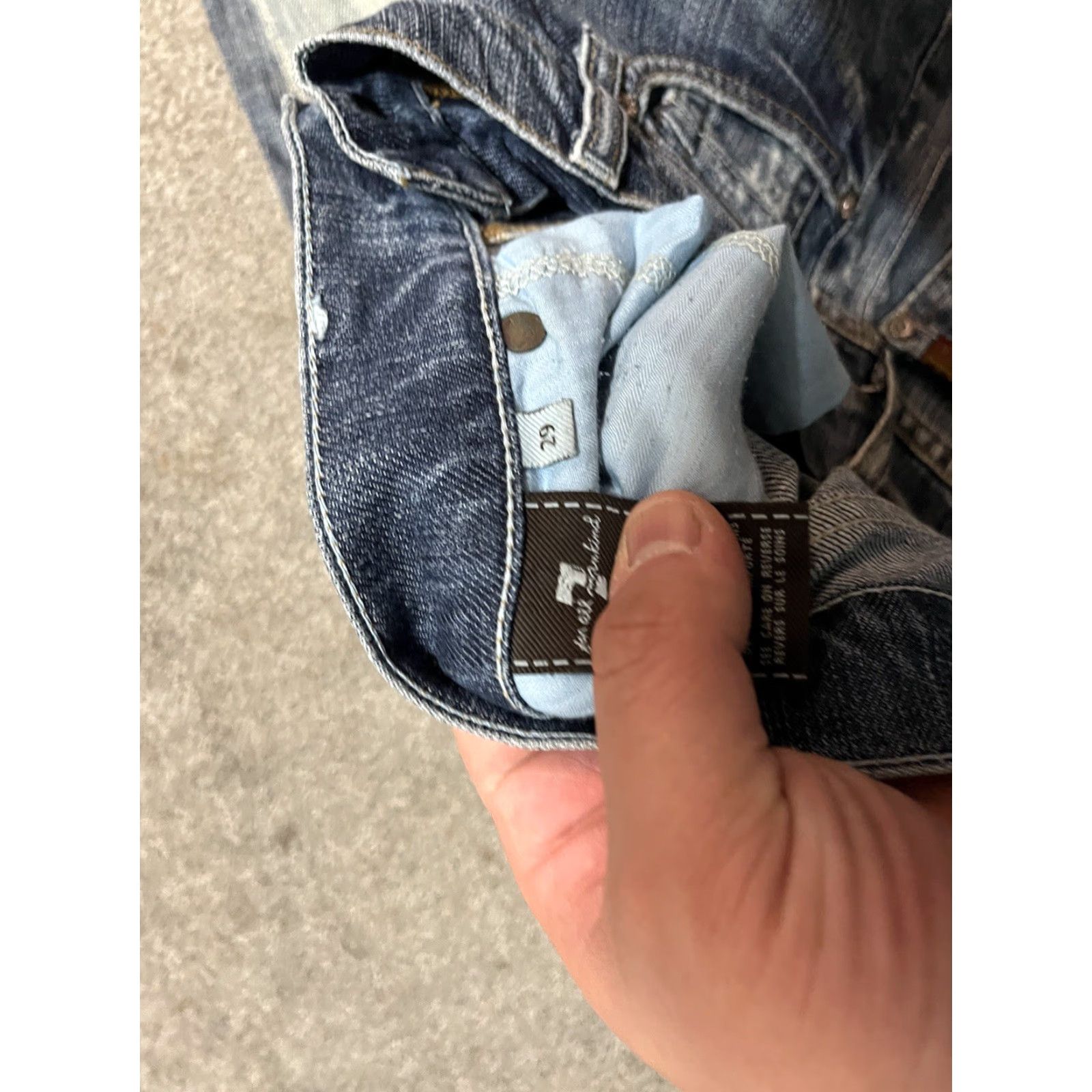 7 For All Mankind VINTAGE? (No) 7 For All Mankind Women’s Bootcut Jeans Sz 29 Blue Distressed Destro Distressed Bootcut Jeans Women 29 Blue Size 29" - 6 Thumbnail
