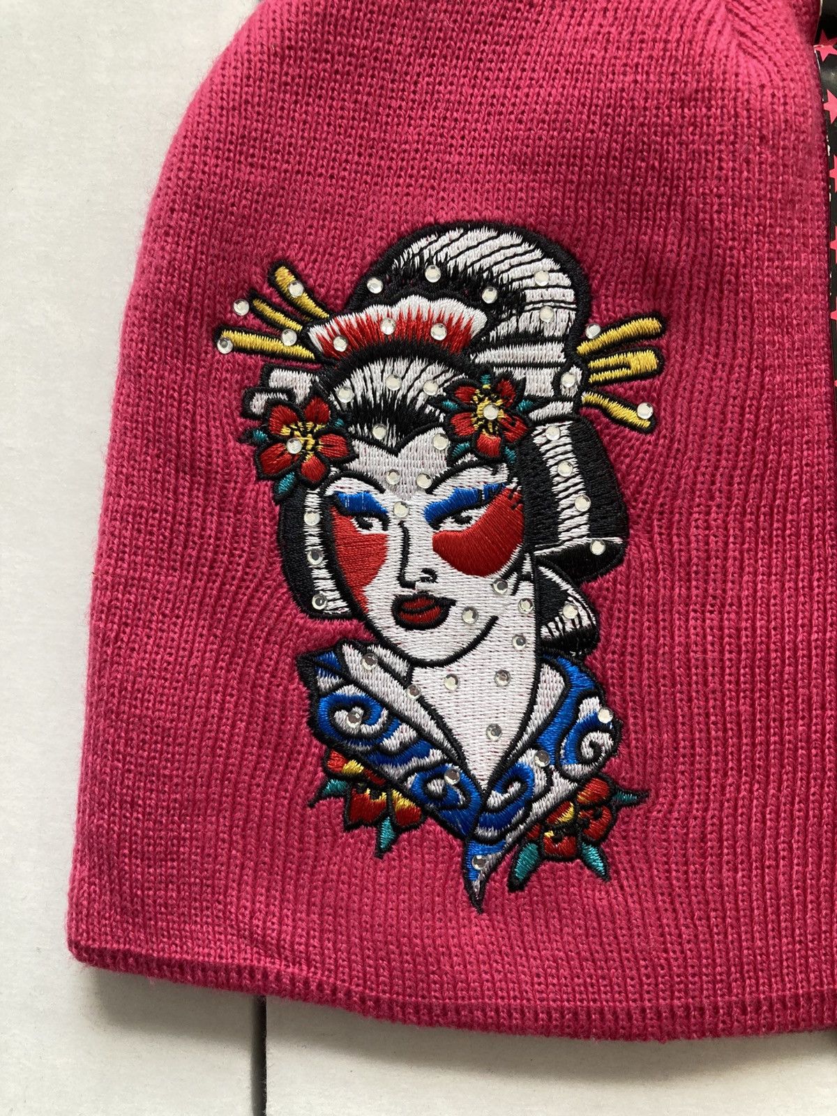 Christian Audigier DON ED HARDY PINK BEANIE CAP GEISHA JAPANESE EMBROIDERED Y2K Size ONE SIZE - 3 Thumbnail