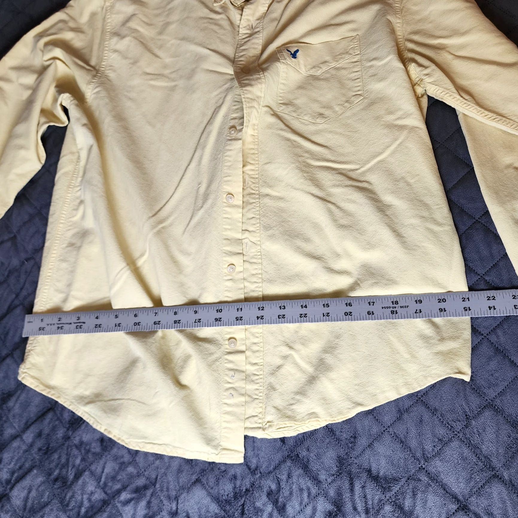 American Eagle Outfitters American Eagle Outfitters Button-Up Shirt Mens Large Button Down Long Sleeve Yellow Solid Cotton Size US L / EU 52-54 / 3 - 6 Thumbnail