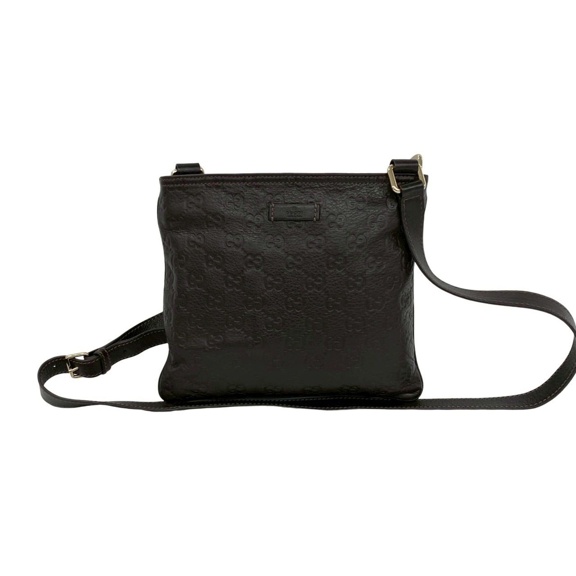 Gucci GUCCI Guccissima GG pattern embossed leather mini shoulder bag/pochette/sacoche, dark brown, 75391 Size ONE SIZE - 1 Thumbnail