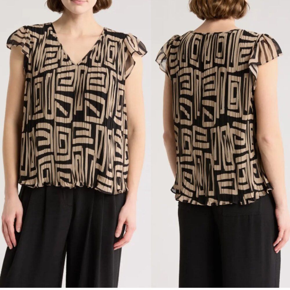 Adrianna Papell NWT New Adrianna Papell V-Neck Flutter Sleeve Chiffon Top B Size XS / US 0-2 / IT 36-38 - 1 Thumbnail