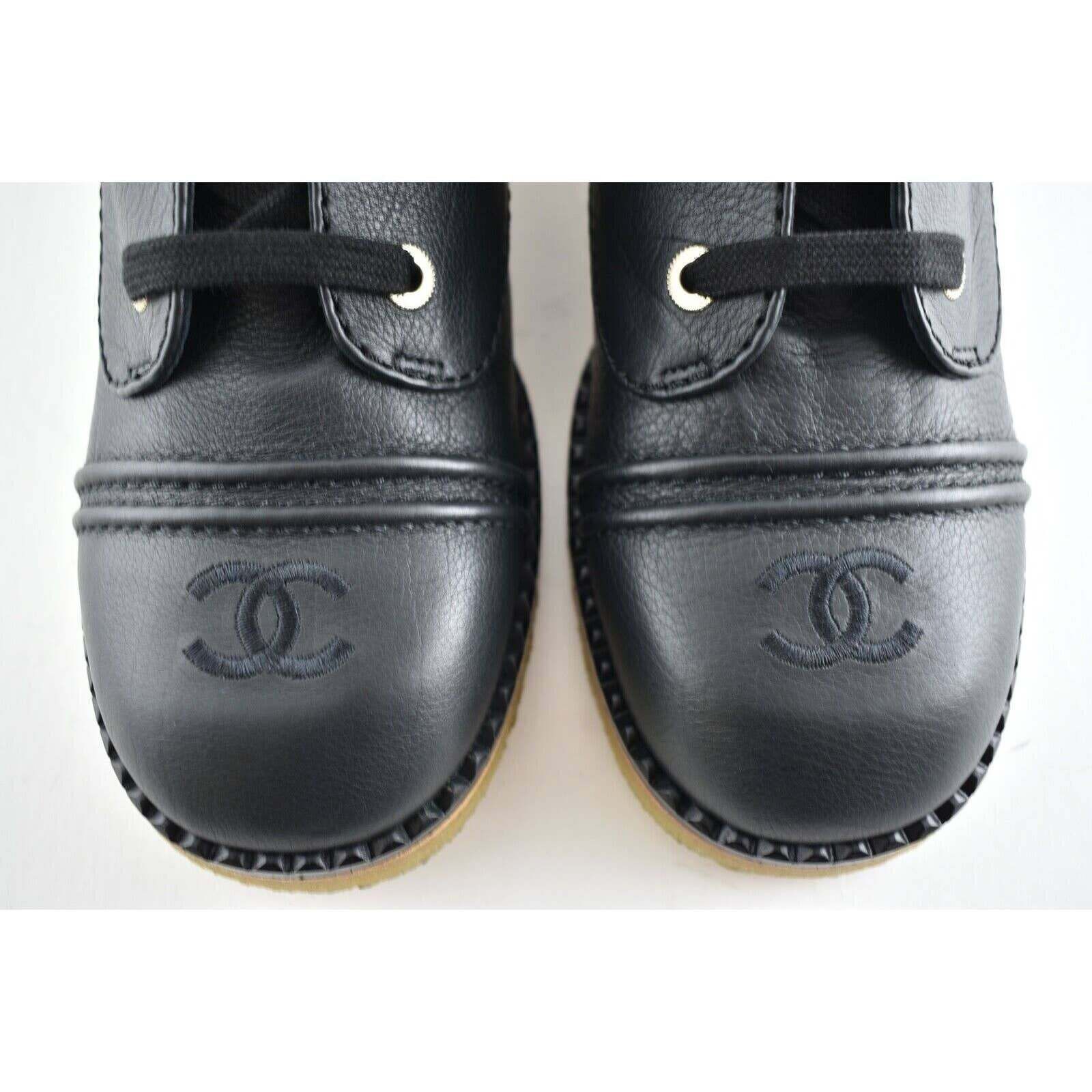 Chanel Chanel 20P Black Calfskin Leather CC Combat Lace Up Biker Size US 6.5 / IT 36.5 - 5 Thumbnail
