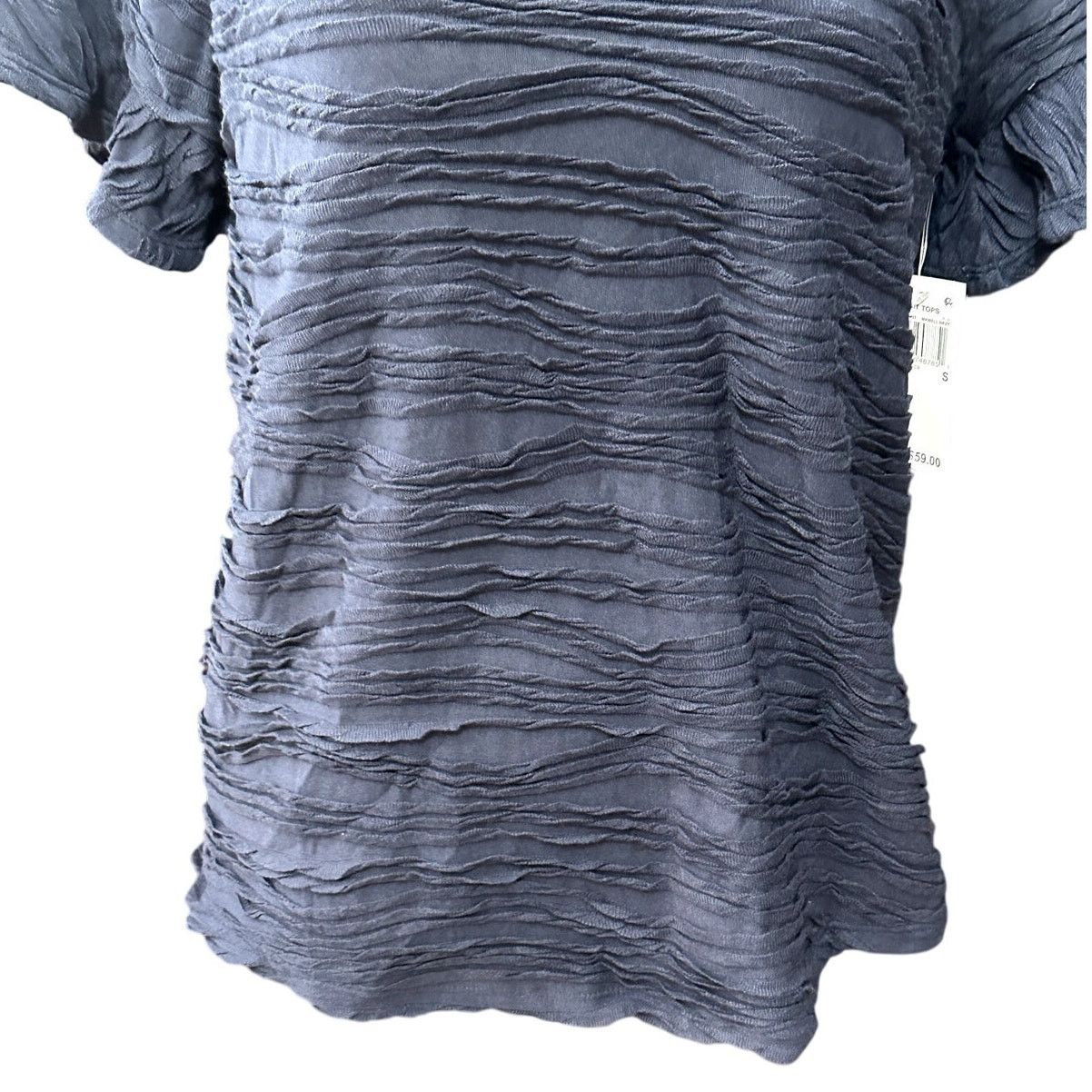 Other Willow Drive Textured Blouse Short Flutter Sleeves Blue S Size S / US 4 / IT 40 - 4 Thumbnail