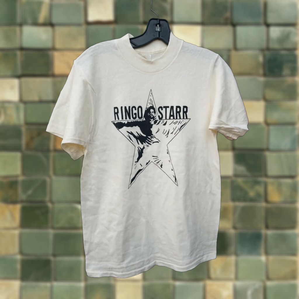 Vintage VINTAGE RINGO STARR Beatles Rock Band small DEADSTOCK SHIRT Unisex White 100% Cotton Graphic Tee 1970s Mens Womens Boys Girls Chest 18 Length 27 Size US S / EU 44-46 / 1 - 1 Thumbnail