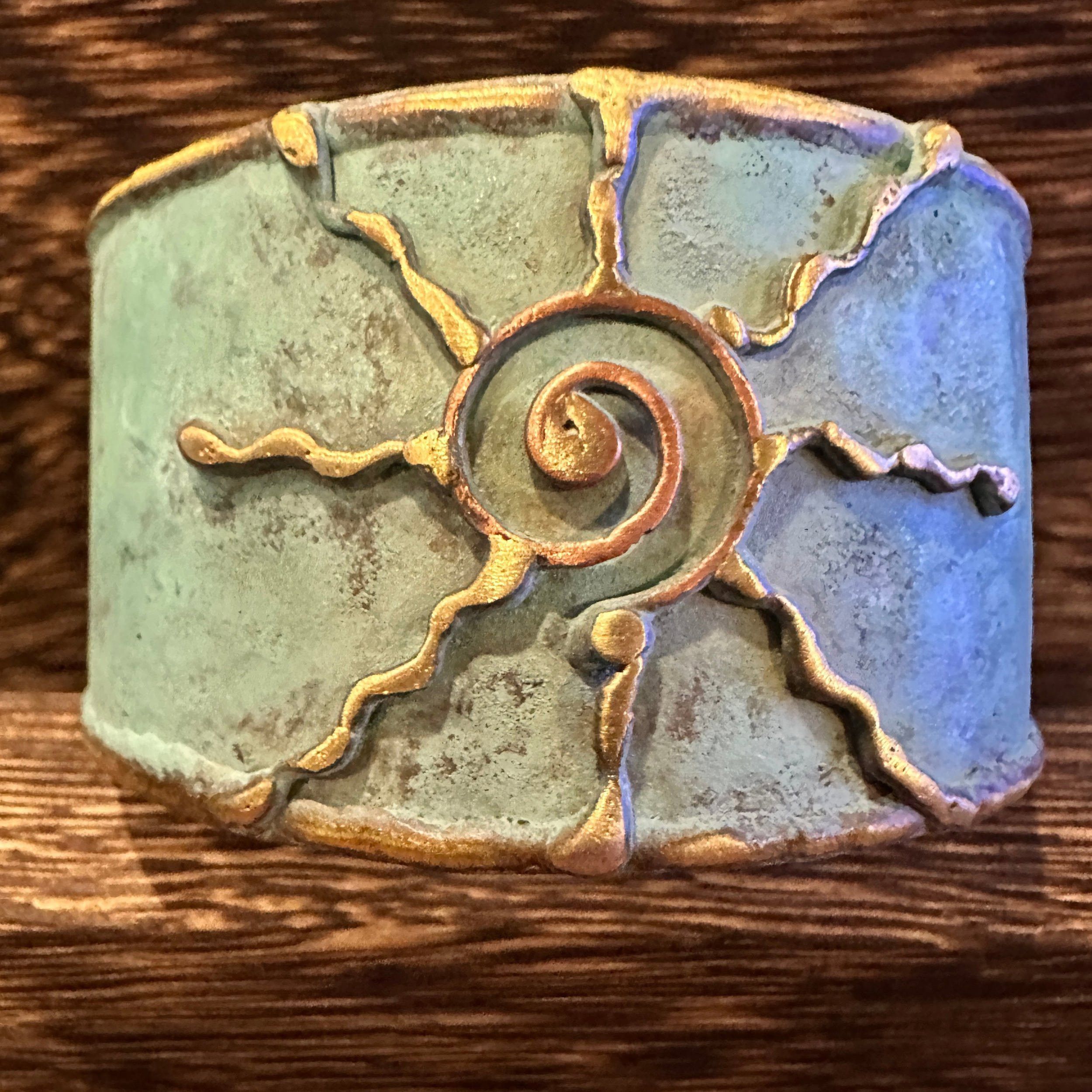 Other Artisan Aqua Patina Brass Cuff Bracelet, 2in Wide, Adjustabl Size ONE SIZE - 1 Thumbnail
