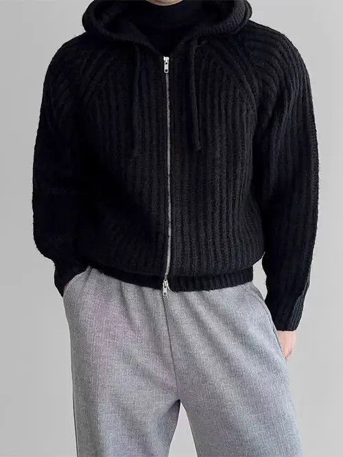 Japanese Brand Vintage Knit Thick Sweater Black XL Hooded Jacket Coat Size US XL / EU 56 / 4 - 1 Thumbnail