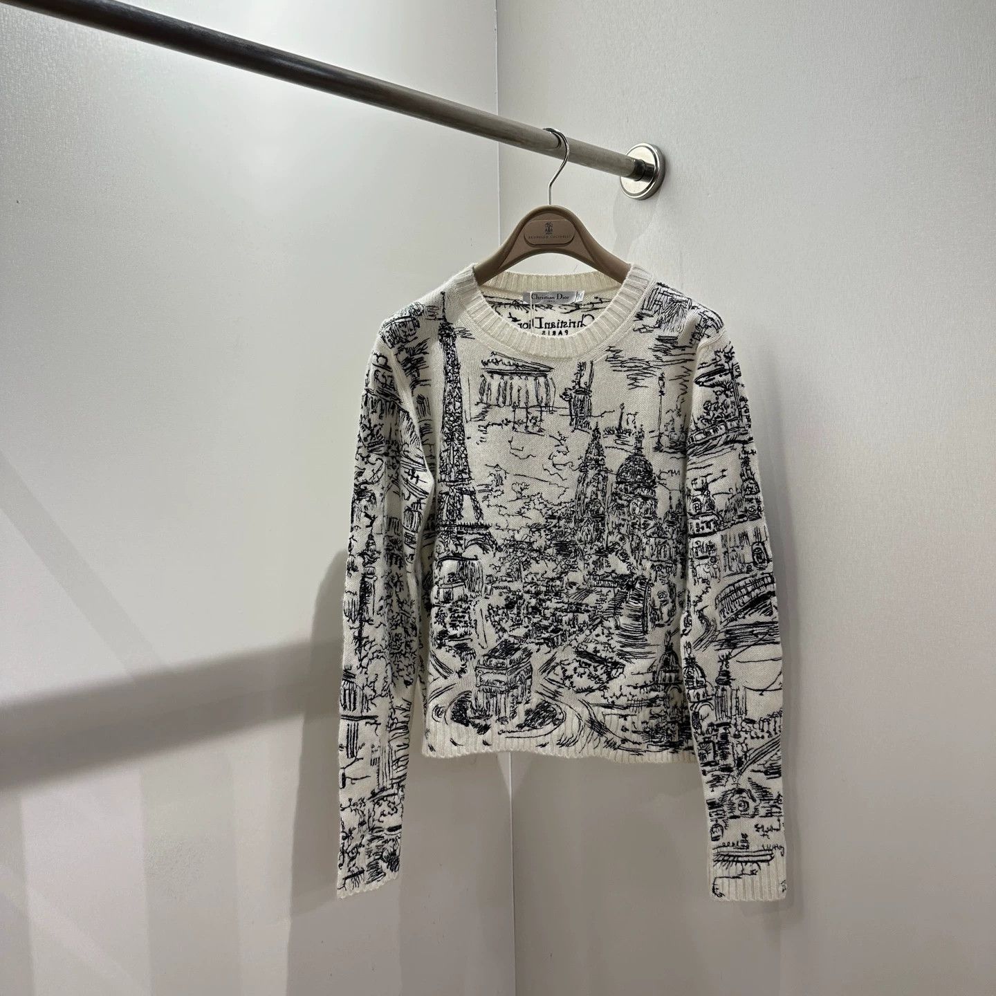 Christian Dior Monsieur Dior May295 Cashmere Crewneck Blk Paris Map Sweater 42 Size M / US 6-8 / IT 42-44 - 1 Thumbnail