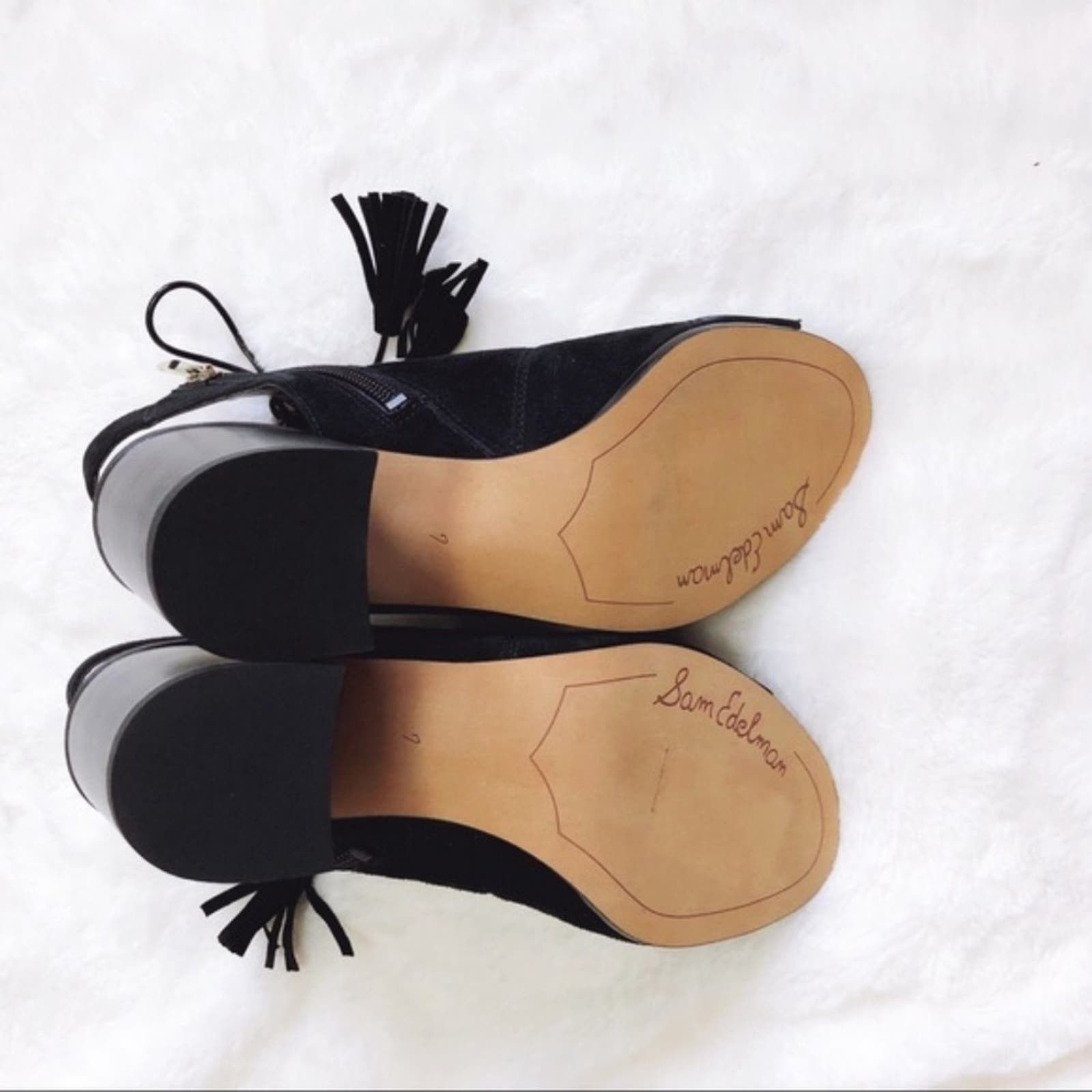 Other Sam Edelman Black Suede Sarabeth Heels with Side Zipper Size US 7 / IT 37 - 4 Thumbnail