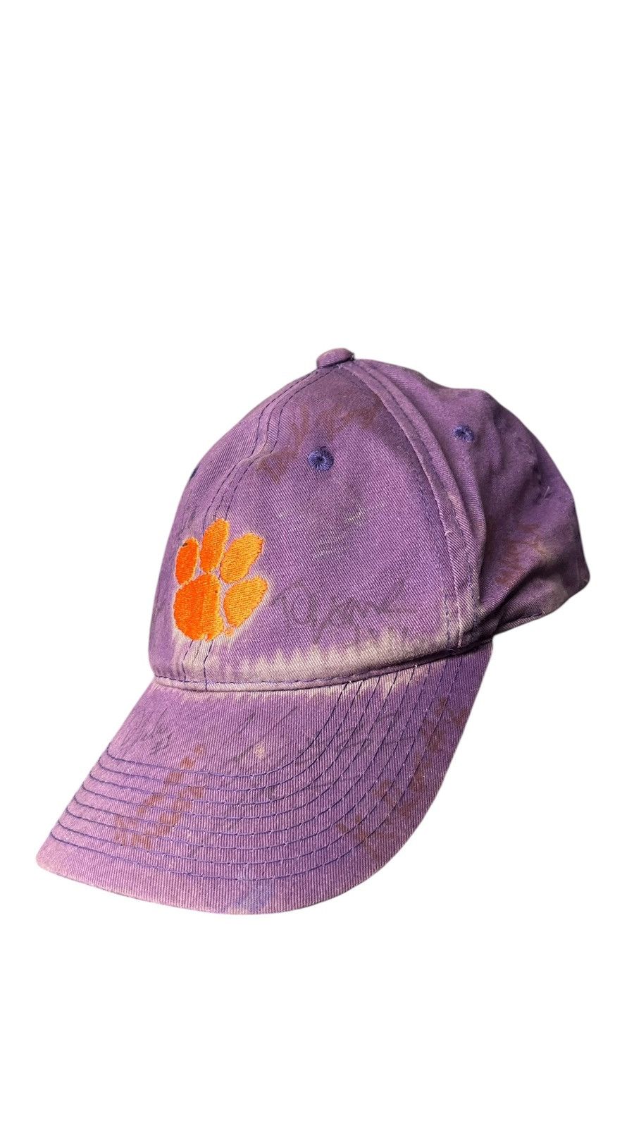NCAA Purple Y2K Clemson Autographed Hat natural sun distress Size ONE SIZE - 3 Thumbnail