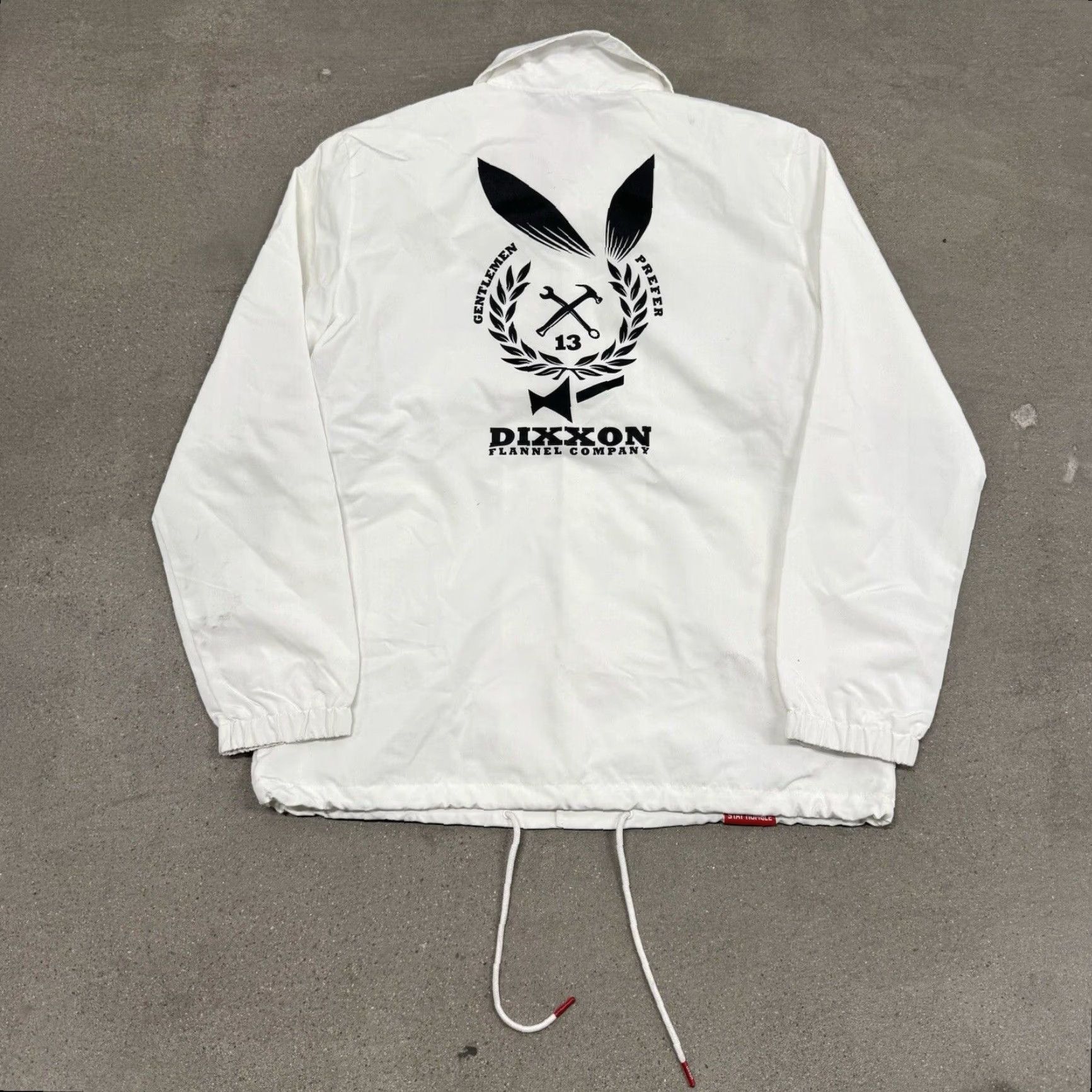 Vintage DIXXON Ground Up Custom Jacket WHITE Button Snap Windbreaker Mens L Size US L / EU 52-54 / 3 - 5 Thumbnail