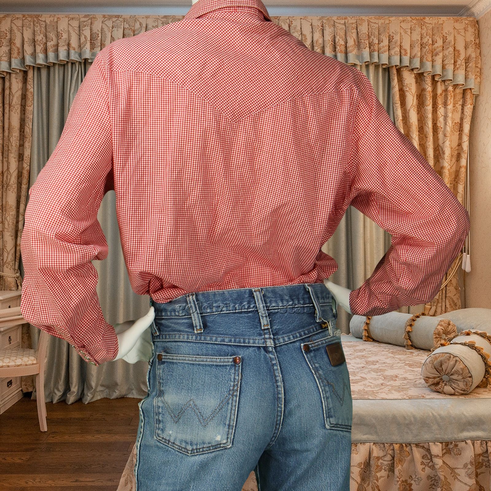 Other 70s Vintage Levi's Check Gingham Western Cowgirl Shirt Size XXL / US 16-18 / IT 52-54 - 2 Thumbnail