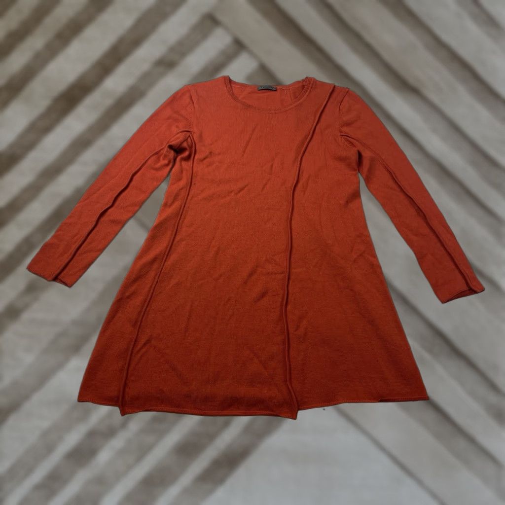 Vintage OSKA Dress A-Line Long Knit Wool Crew Neck Long Sleeve Orange Women Size 0 Knitted Knee Length Vintage No (Adapted) Size XS / US 0-2 / IT 36-38 - 1 Thumbnail