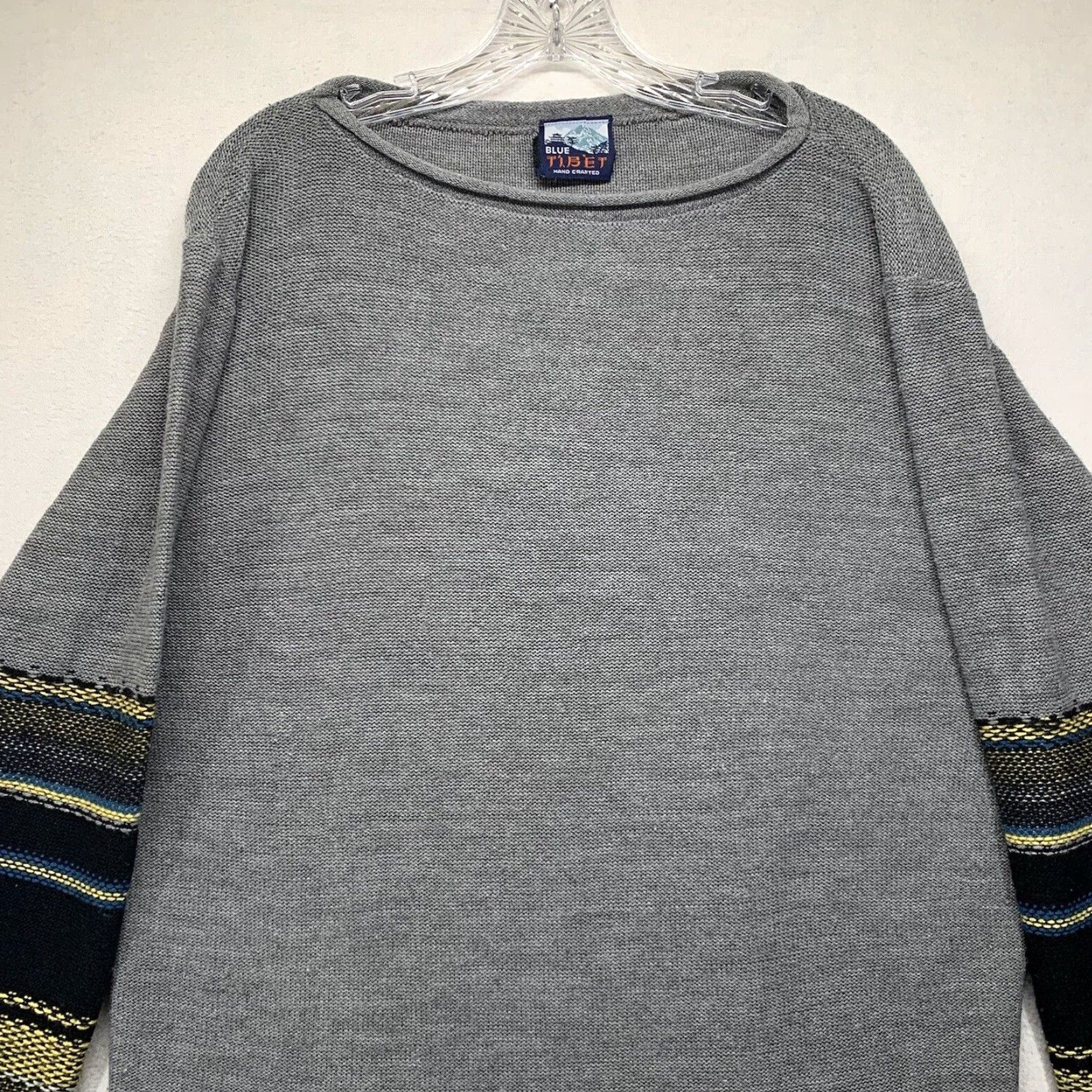 Vintage Vintage Blue Tibet Men's Sweater Large Pullover Knit Long Sleeve Casual Warm Gray Acrylic Retro 80s 90s Made in USA Size US L / EU 52-54 / 3 - 5 Thumbnail