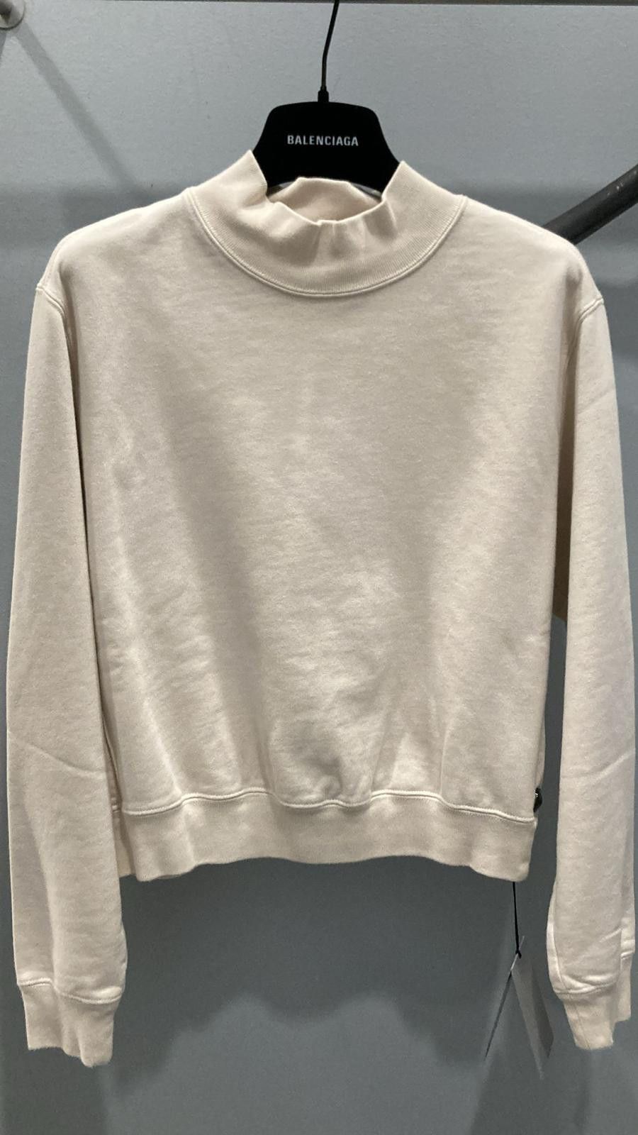 Balenciaga o1la1rc1a0425 Shrunk Back Hem Sweatshirt Chalky White/Black Size US M / EU 48-50 / 2 - 1 Thumbnail