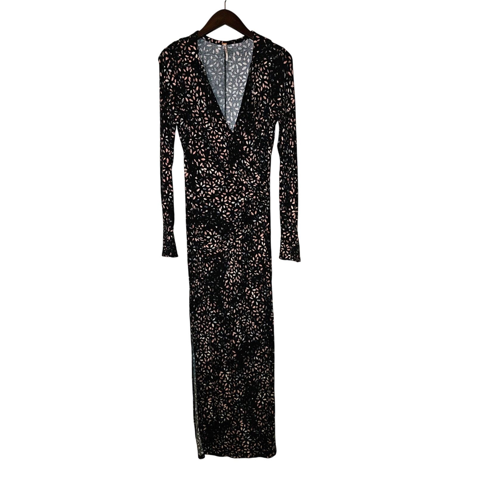 Free People New Free People Shayla Wrap Midi Dress $128 X-SMALL Black Size XS / US 0-2 / IT 36-38 - 4 Thumbnail