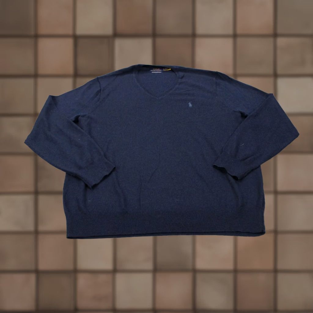 Polo Ralph Lauren Polo Ralph Lauren Sweater Men XL Navy Blue Merino Wool Knit Pullover V-Neck Logo Casual Golf Size US XL / EU 56 / 4 - 1 Thumbnail