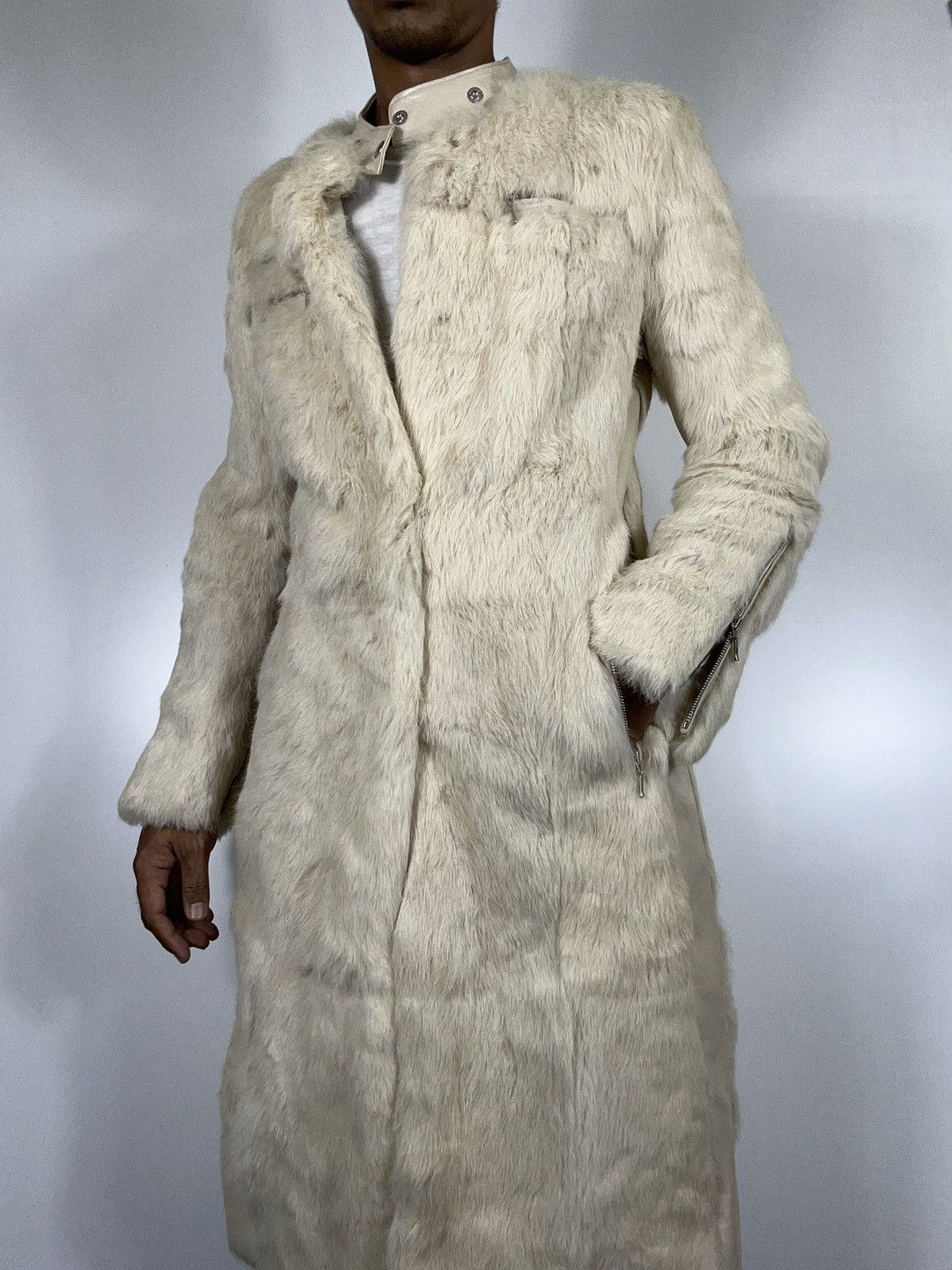 Sagafurs 🔥 Ines Et Marechal Rabbit Fur Real Leather Long Jacket Size S / US 4 / IT 40 - 22 Thumbnail