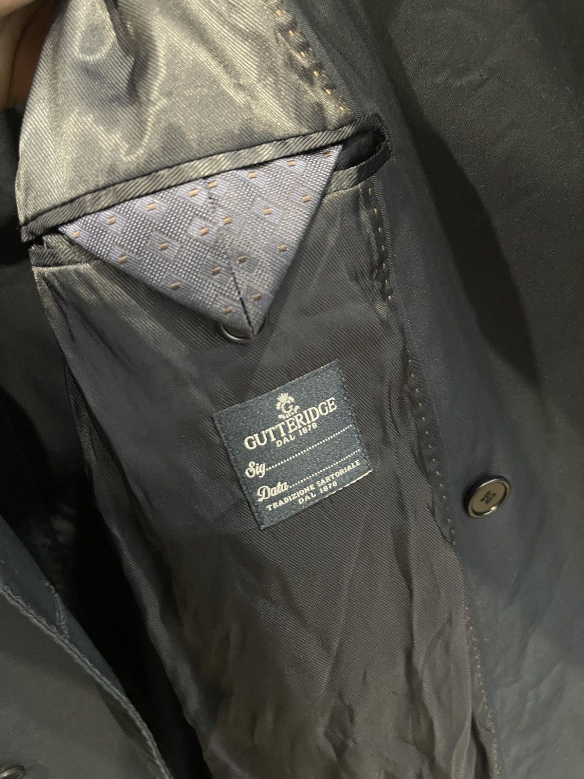 Designer GUTTERIDGE Trench cotton cloak blue double-breasted Size US XL / EU 56 / 4 - 12 Thumbnail