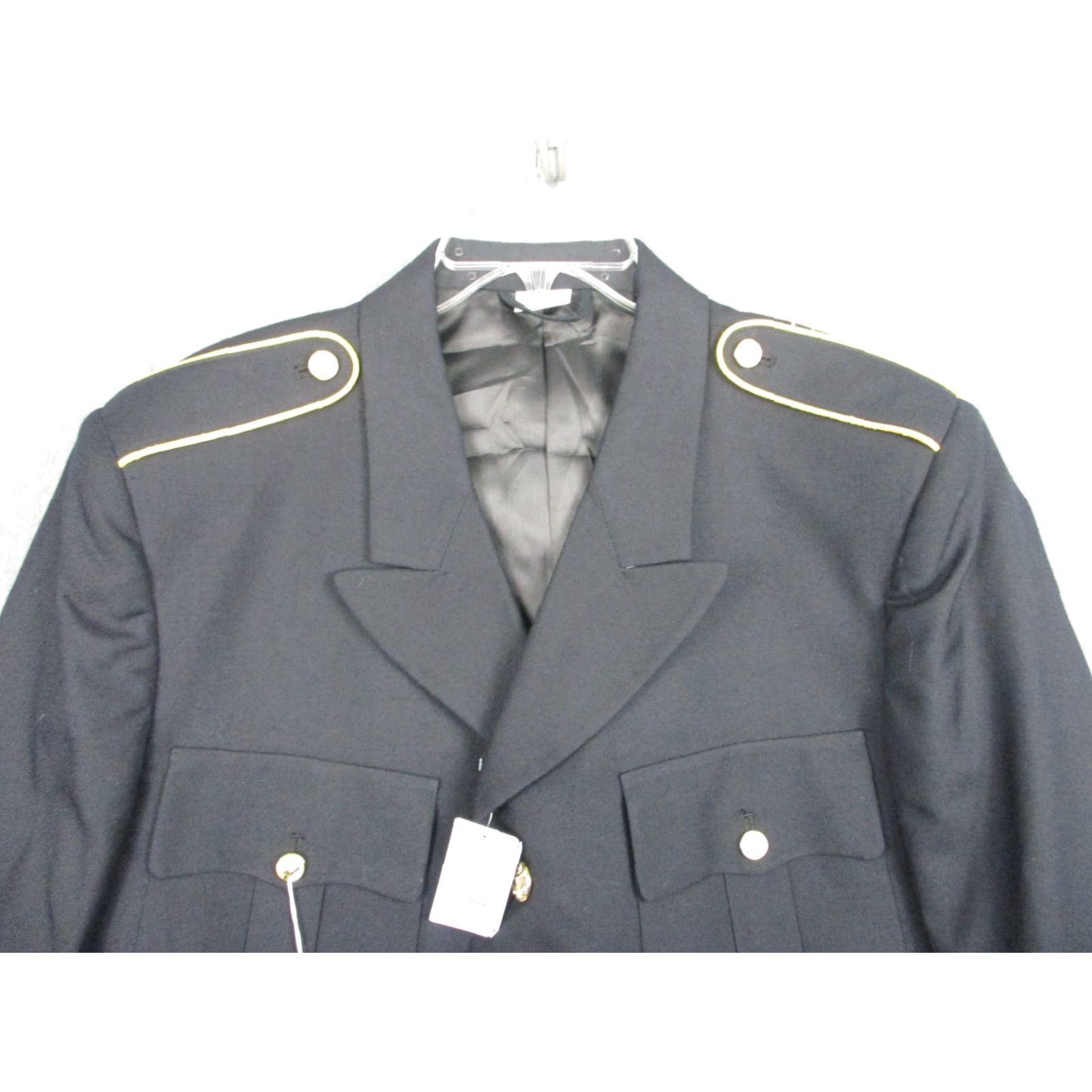 Epaulet US Army Jacket Mens 46L Blue Dress Uniform Coat Poly Wool Epaulets Brass Buttons Jacket Men Size 46L Dress Blue Uniform Coat Size US S / EU 44-46 / 1 - 2 Thumbnail