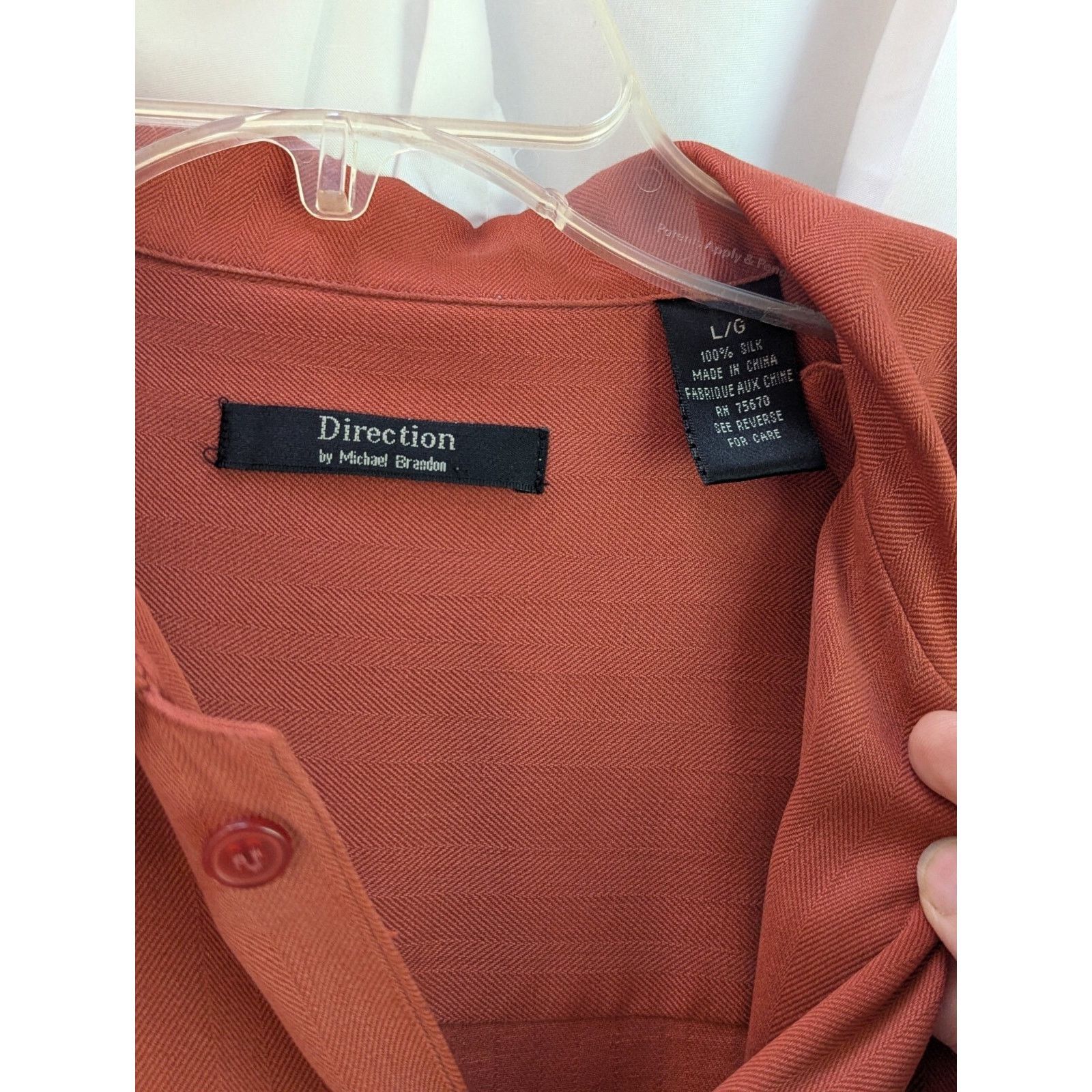 Other Direction Michael Brandon 100% Silk Orange Shirt Large Size US L / EU 52-54 / 3 - 3 Thumbnail