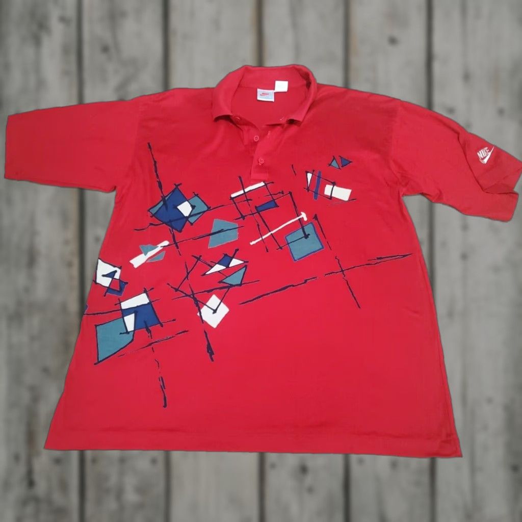 Nike Mens Polo Shirt Medium Extra Large Red Vintage Embroidered Logo