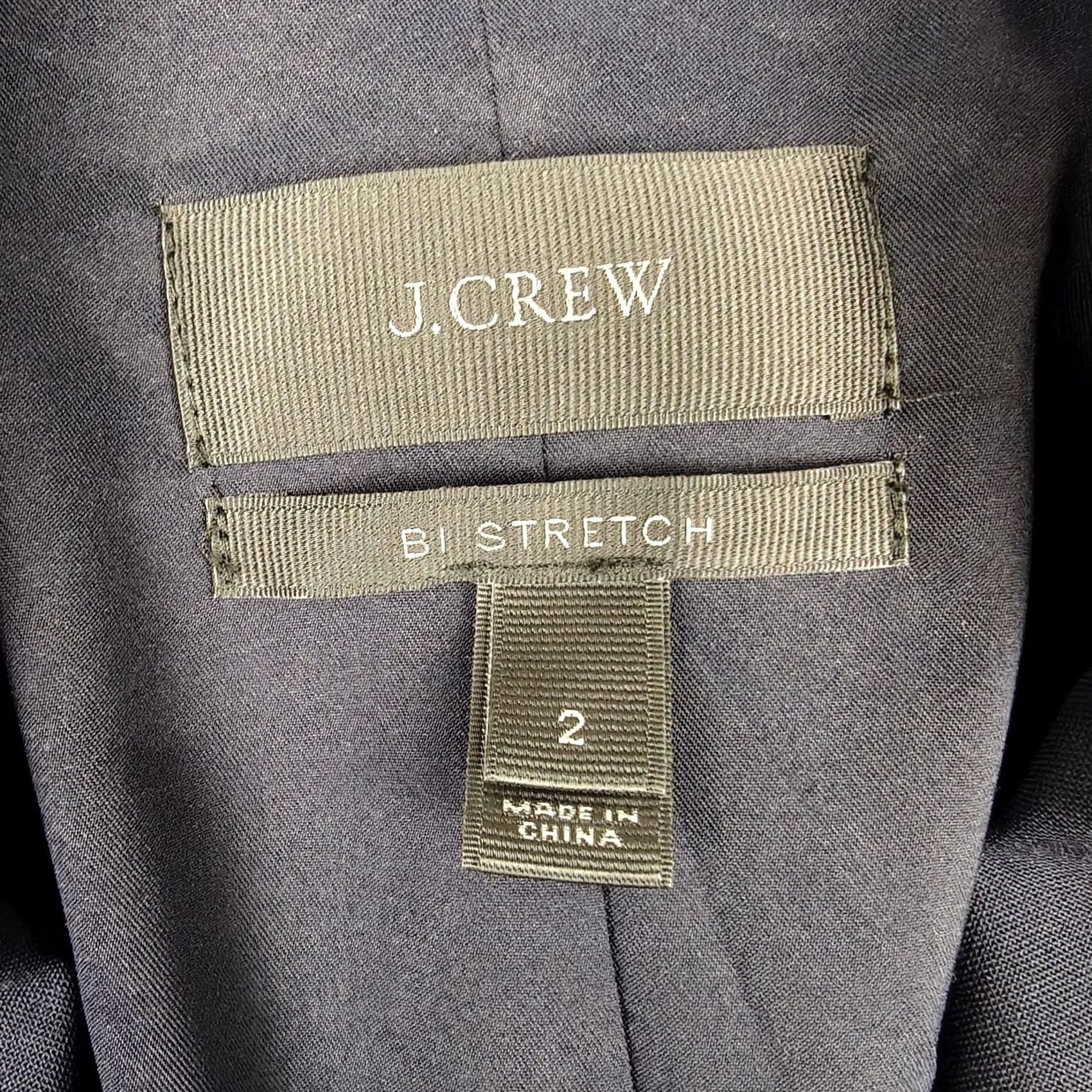 J.Crew J.CREW Blazer Womens 2 Blue Bi Stretch Wool One-Button Lined Suit Jacket Office Shirt Size XS / US 0-2 / IT 36-38 - 3 Thumbnail