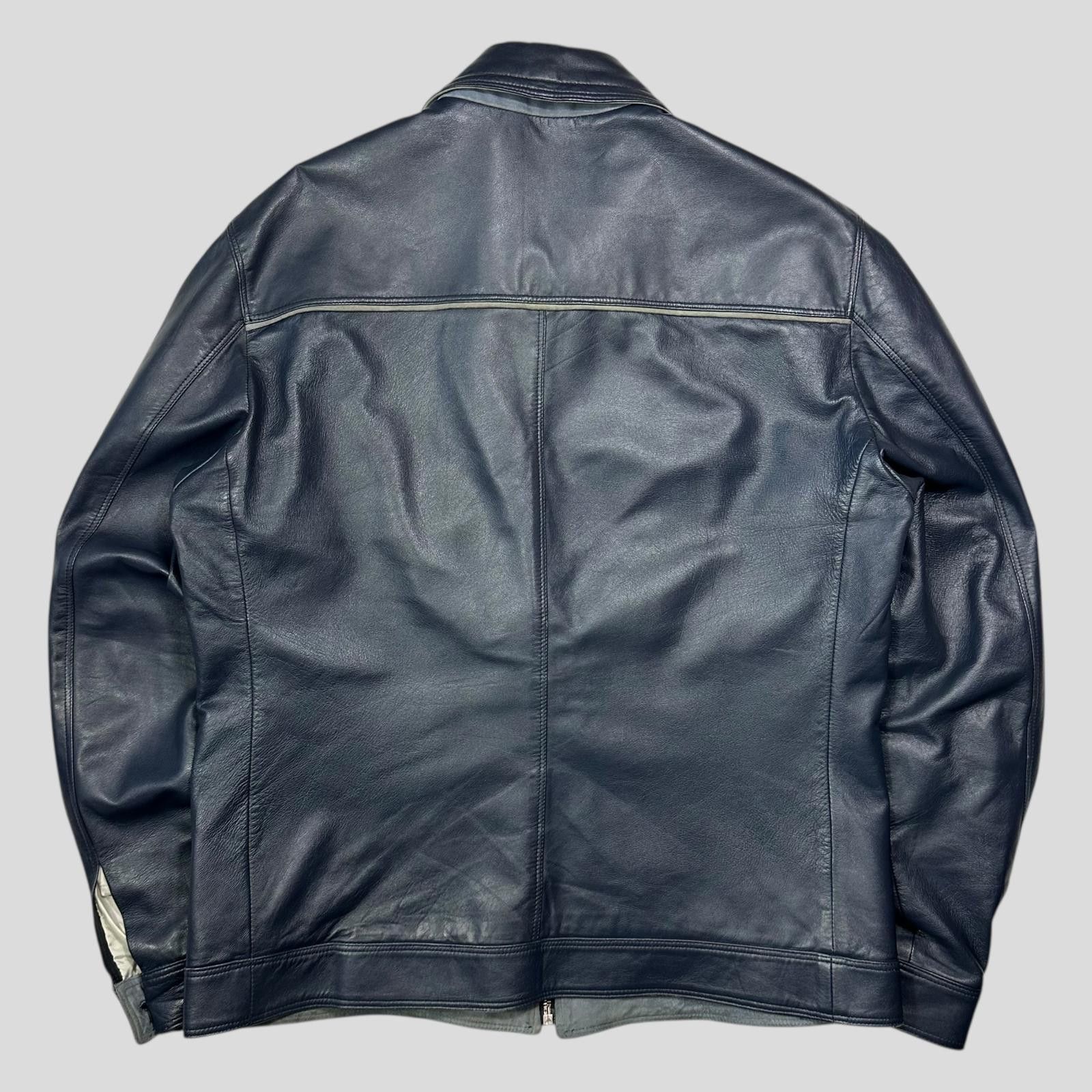 Versace Versace 90’s Classic Blue Leather Piped Moto Jacket - M Size US M / EU 48-50 / 2 - 3 Thumbnail