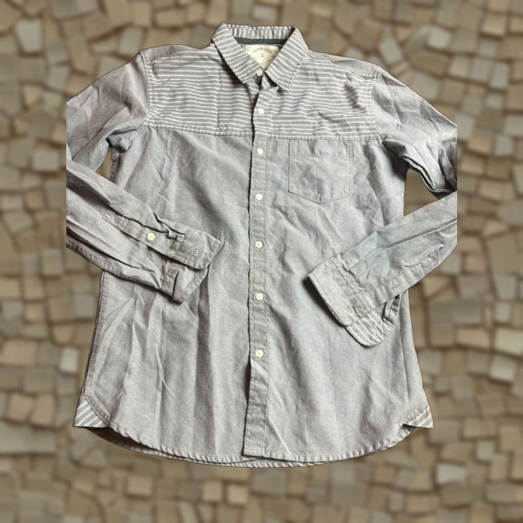 Native Native Code Shirt Mens L Gray Striped Slim Button Up Long Sleeve Size US L / EU 52-54 / 3 - 1 Thumbnail