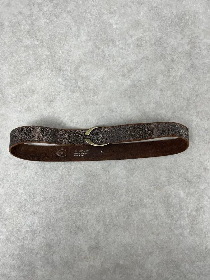 Just Cavalli 2000s Cavalli Brown Eroded Premium Leather Belt Size ONE SIZE - 3 Thumbnail