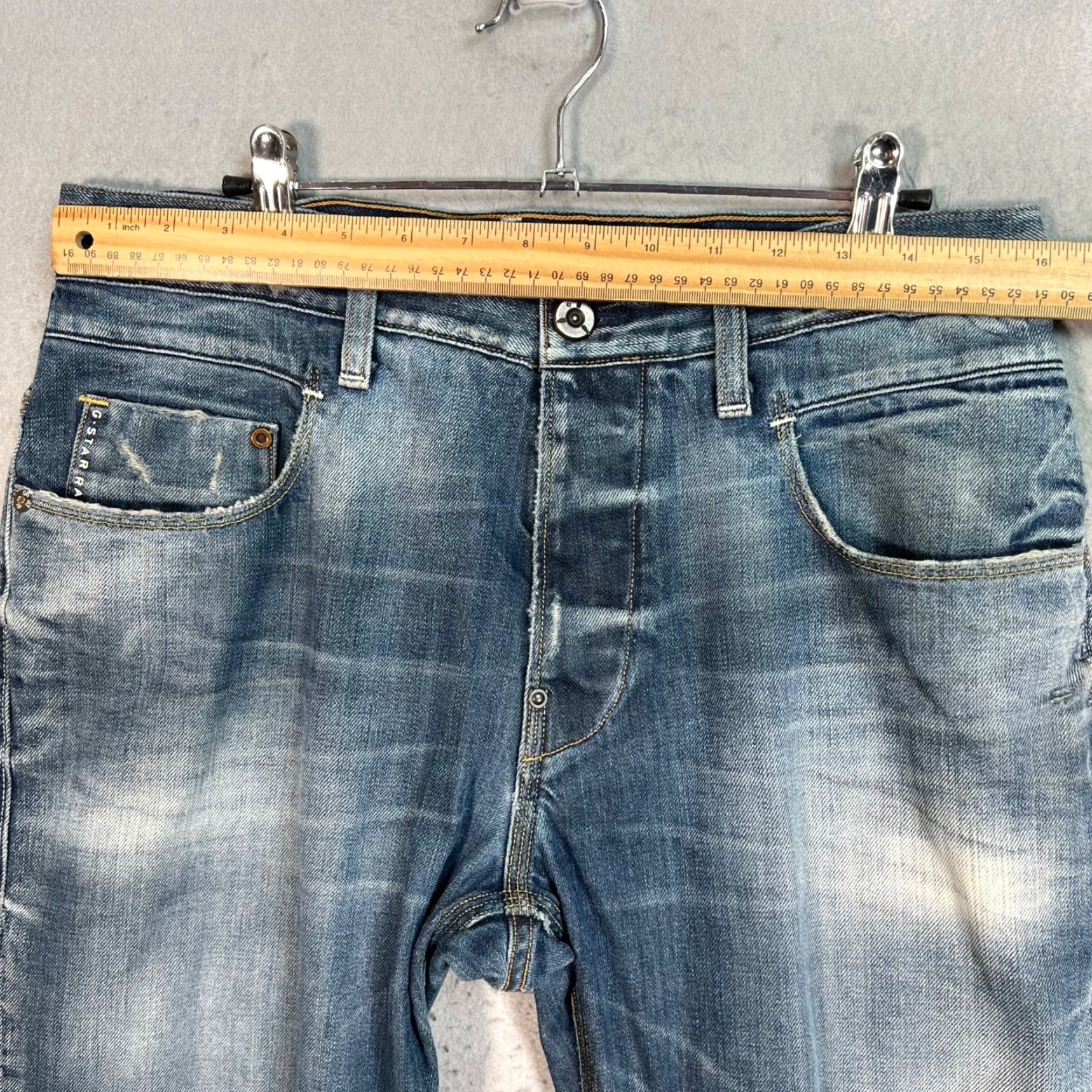 G-Star G-Star Raw GS01 Mens Jeans 33 x 32 Radar Tapered Fit Blue Denim 5-Pocket Regular Rise Mid Vintage No Size US 33 - 7 Thumbnail