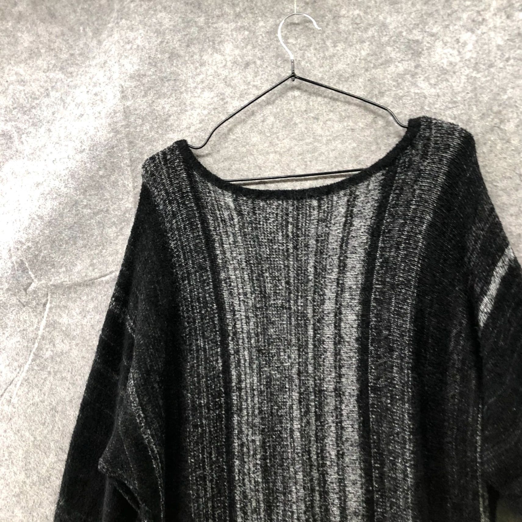 DKNY DKNY Dolman Sleeve Tunic Sweater Womens L Black Gray Striped Angora Blend Size L / US 10 / IT 46 - 3 Thumbnail