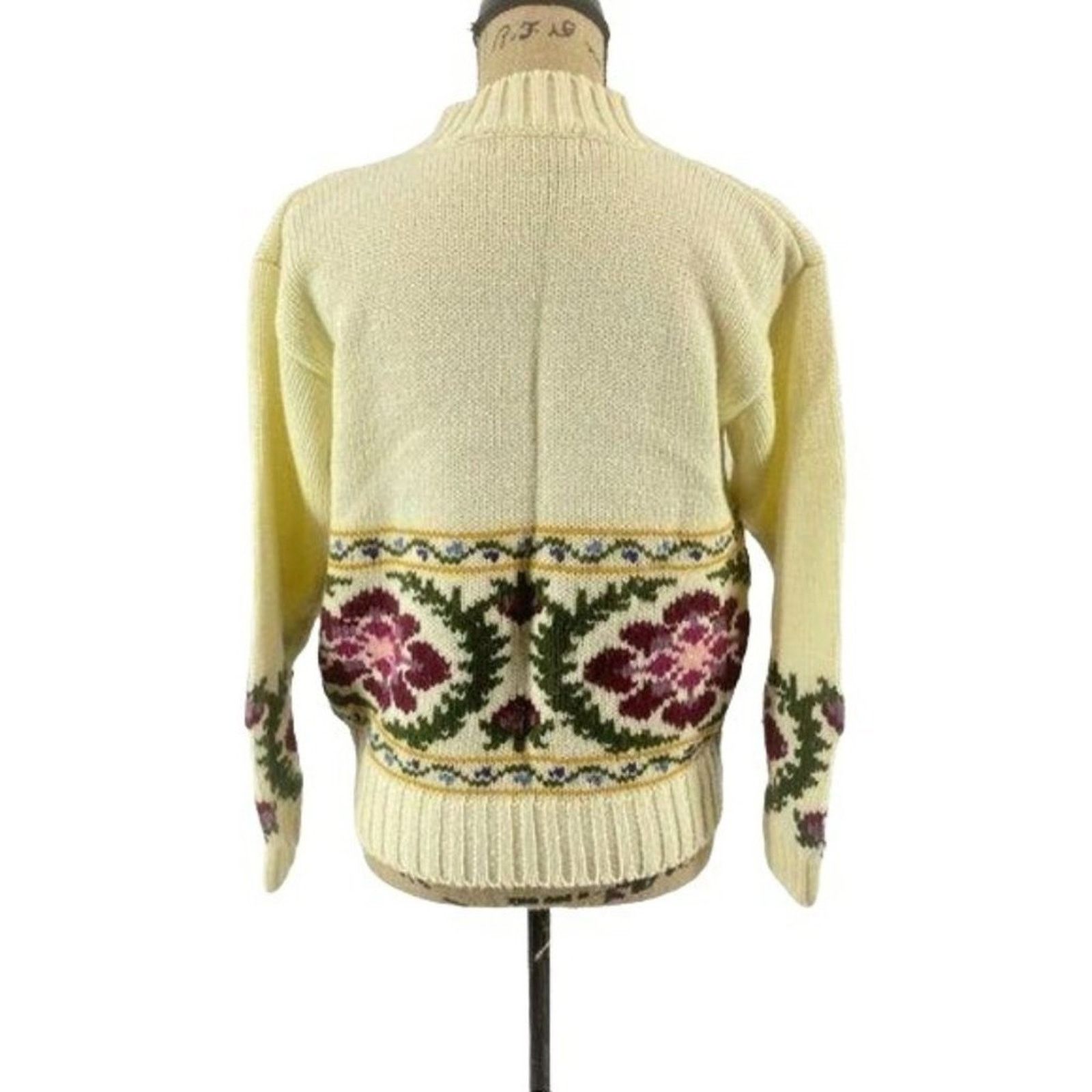 Worthington Vintage Worthington Womens Sweater Floral Cream Medium Size M / US 6-8 / IT 42-44 - 4 Thumbnail