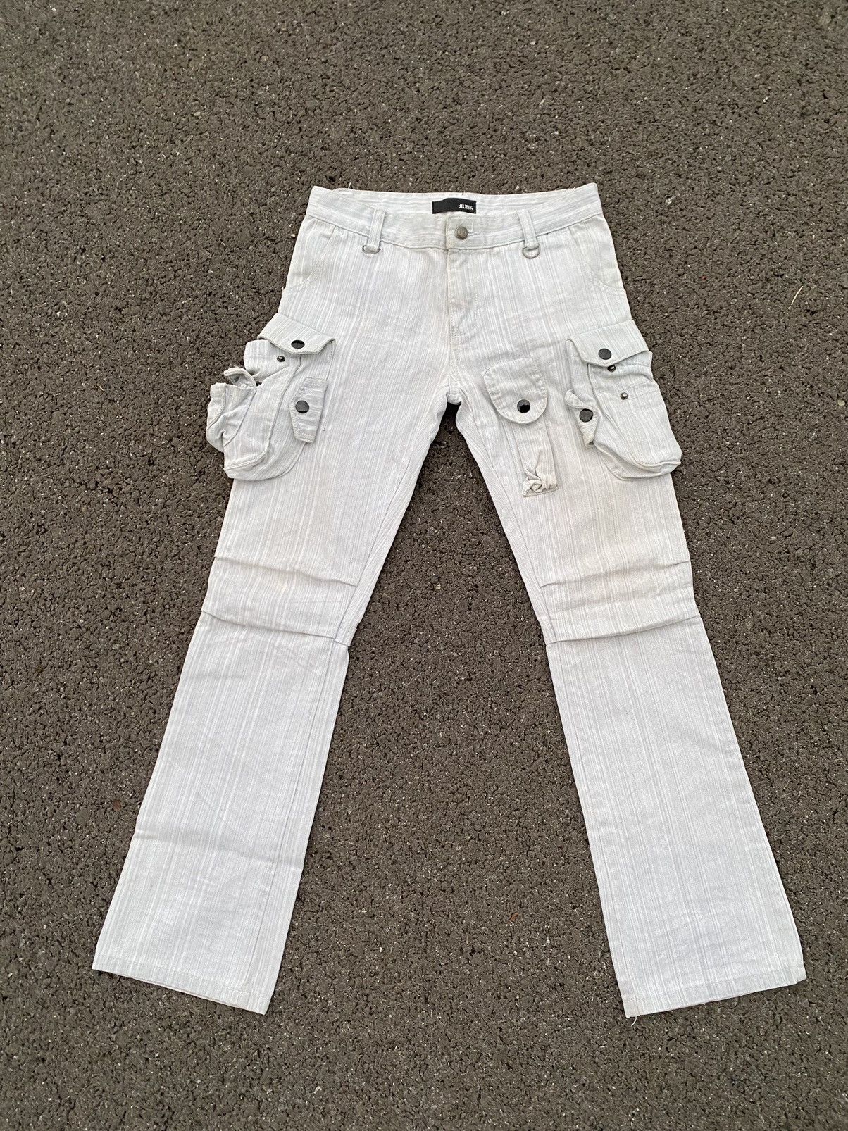 image of If Six Was Nine Multi Pocket Flare Cargos in Grey, Men's (Size 30)