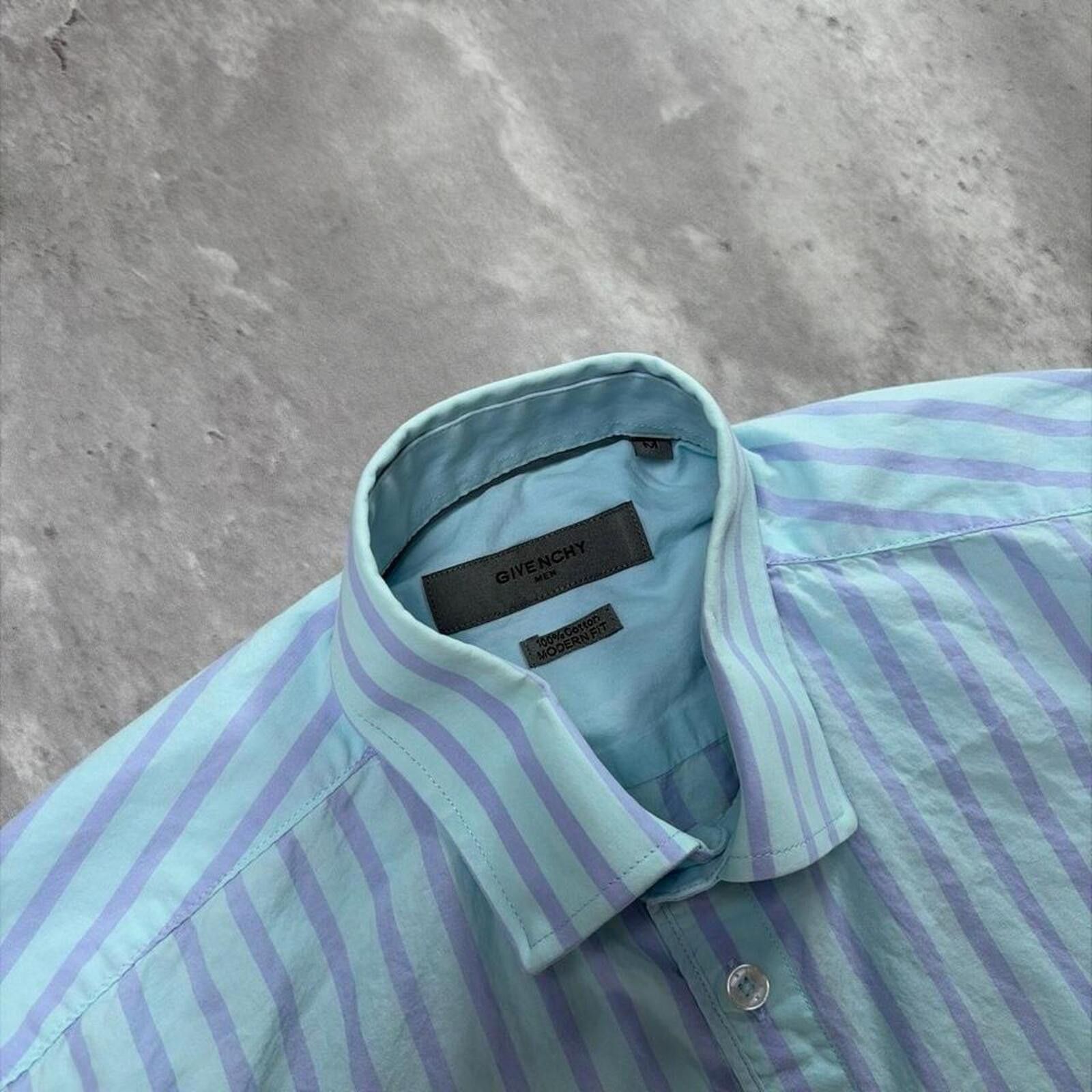 Givenchy Y2K Blue Givenchy Logo Striped Long Sleeve Button Up Shirt Size US M / EU 48-50 / 2 - 5 Thumbnail